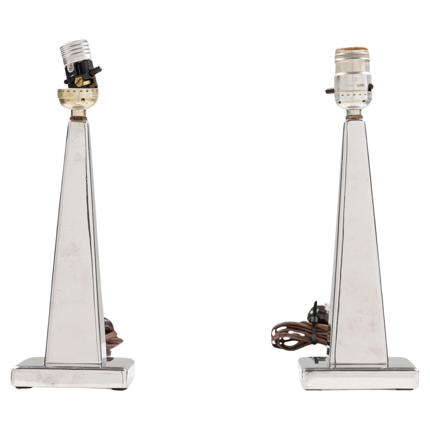 Art Deco Chrome Plated Table Lamps with Streamlined Design