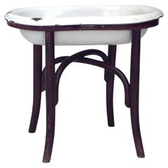 Austrian 19th Century Bentwood Bidet with White Enamel Bowl, Antique