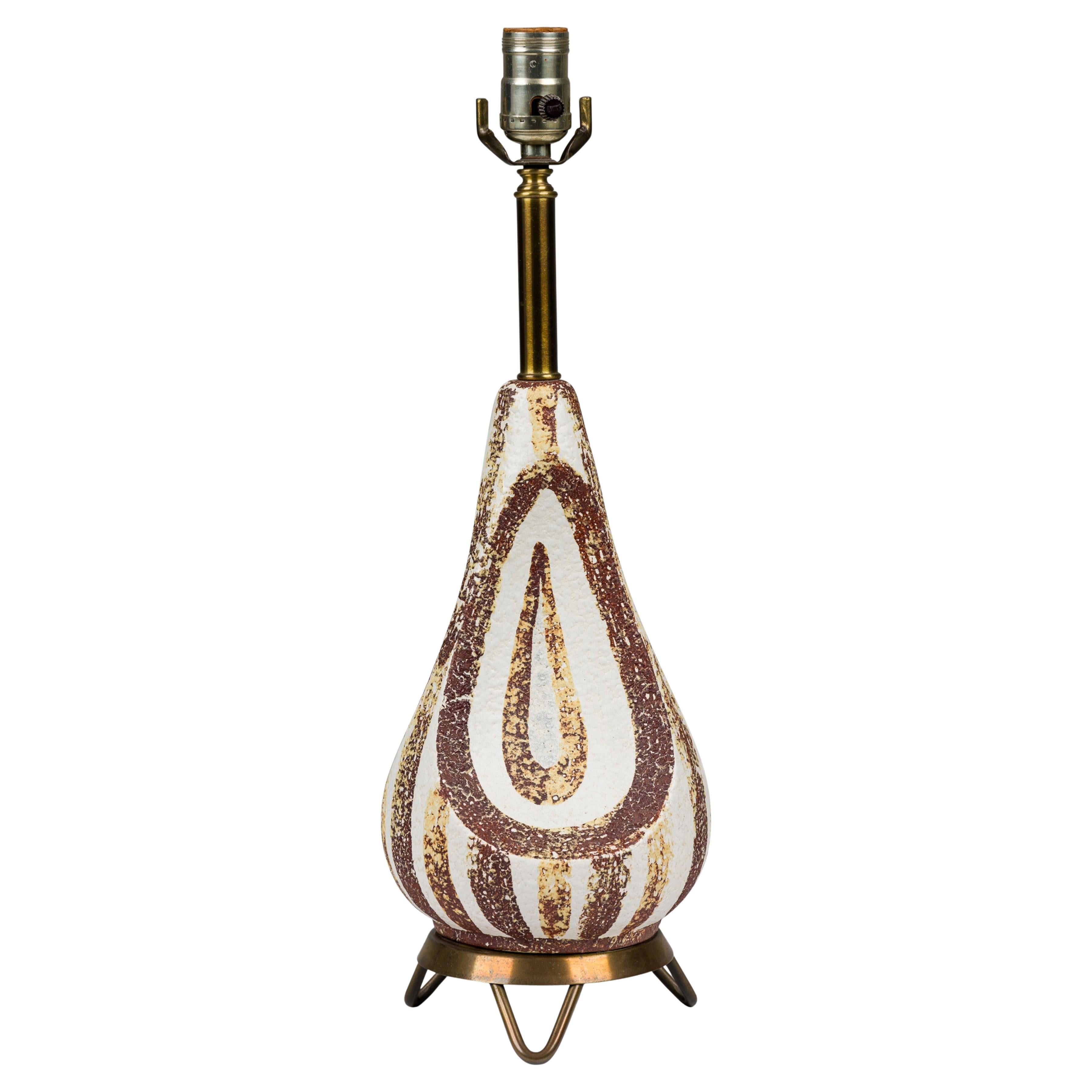 Mid-Century American Ceramic Table Lamp, Tear Drop Shape For Sale