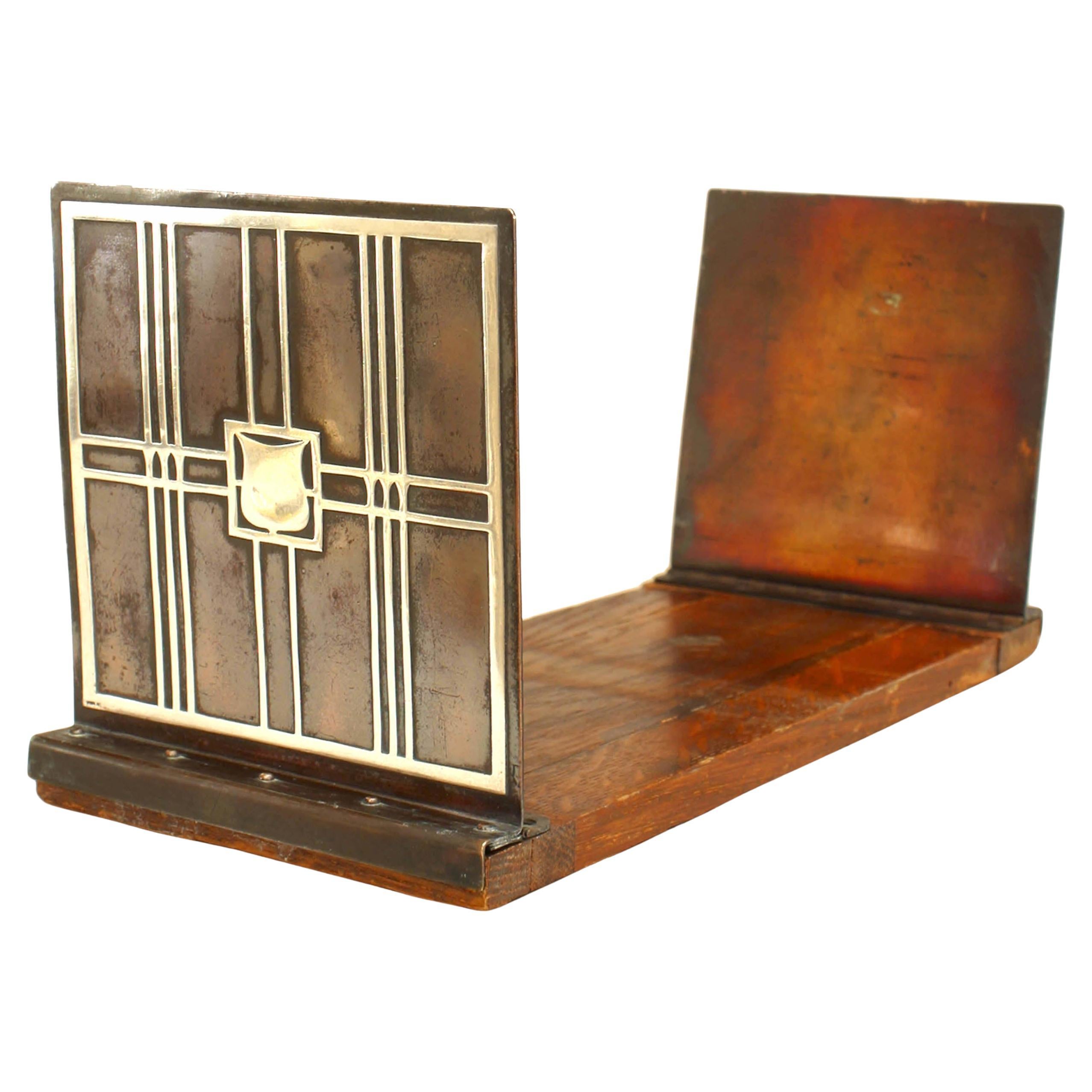 American Mission Bronze and Wood Expanding Bookends For Sale