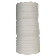 Modern White Glazed Ceramic Vase with Scalloped Rim, 20th Century