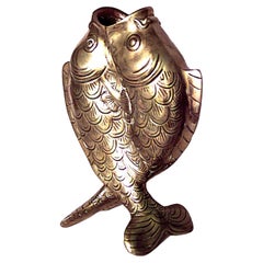 English Victorian Brass Double Fish Vase