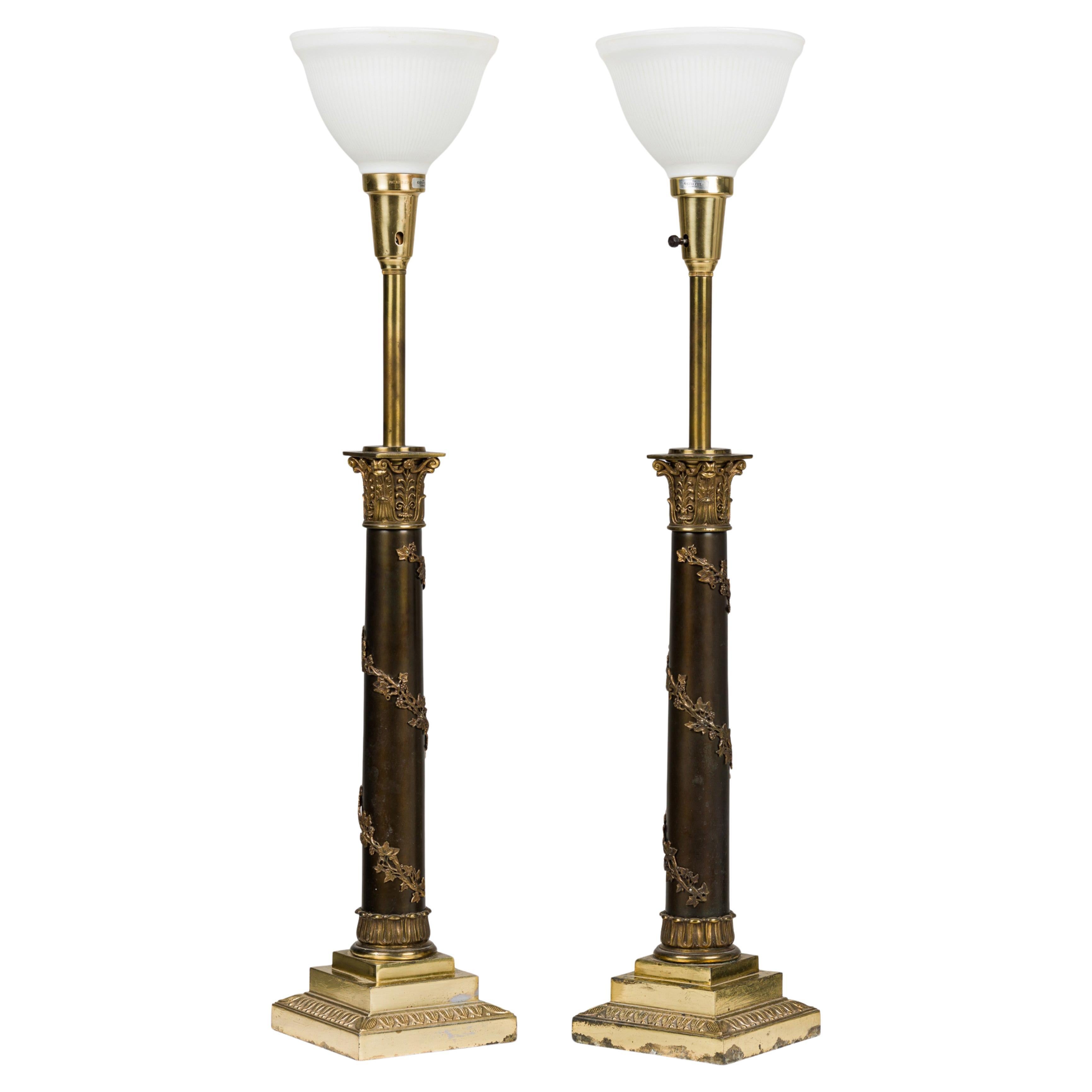 Stiffel Italian Neo-Classical Brass Table Lamps, Mid 20th Century