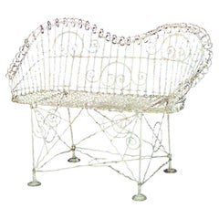 Outdoor Victorian painted wire shaped back loveseat