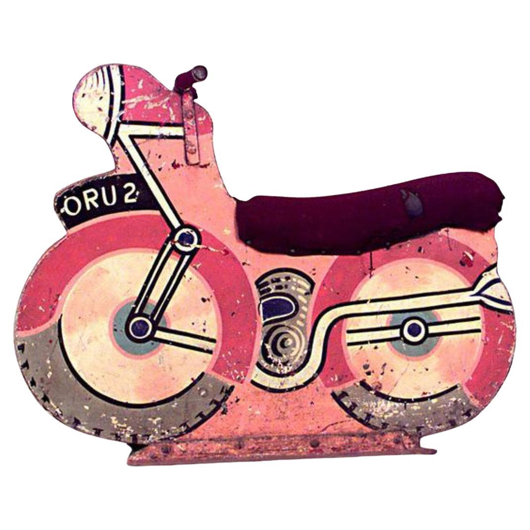 Hand-Painted American Mid-Century Carousel Motorcycle Sculpture For Sale