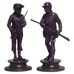 Pair of Bronze Character Soldiers with Rifles