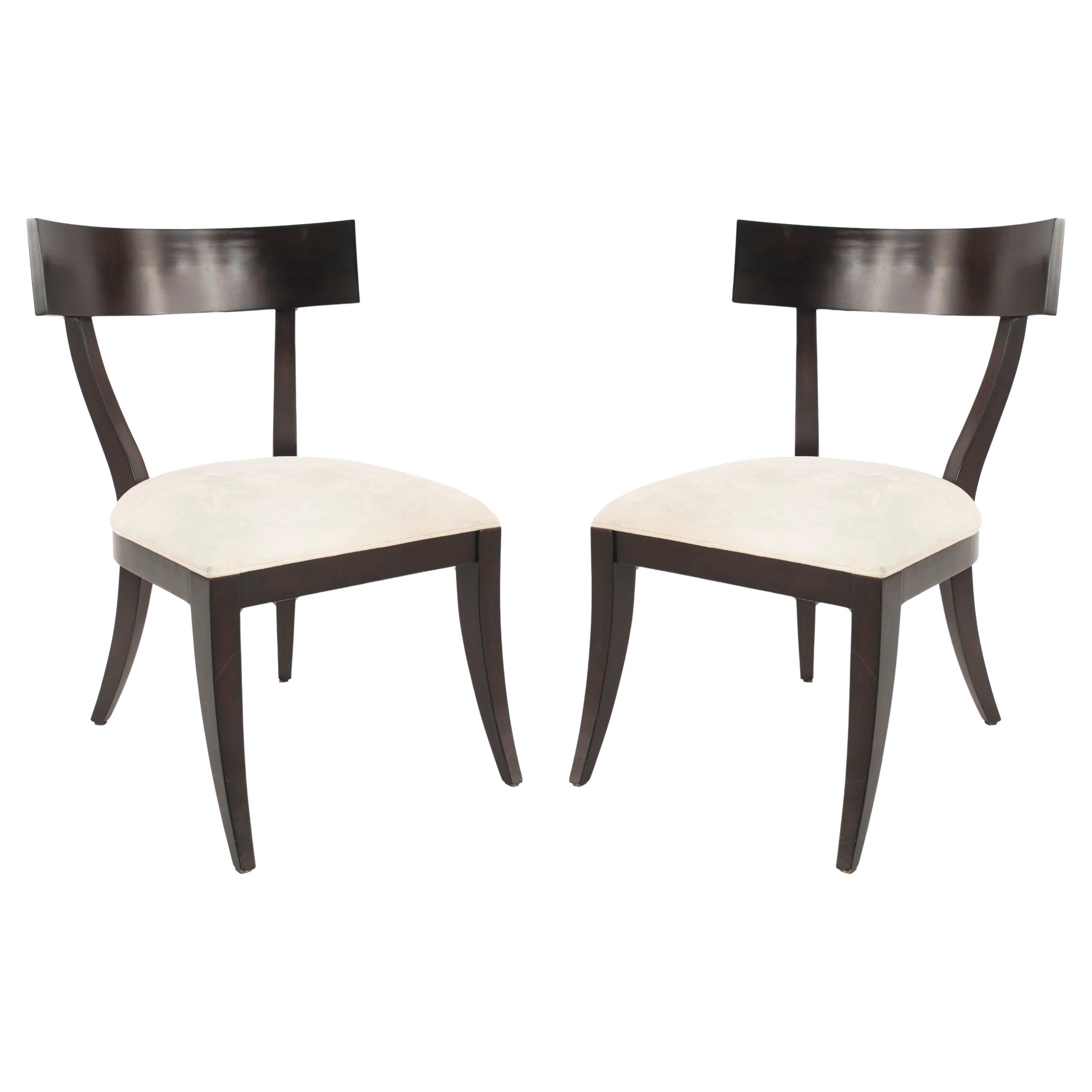 Neoklassische Klismos-Esszimmerstühle, Schwarzes Holz, USA, 20. im Angebot