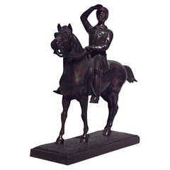 Victorian Bronze Horse and Rider Sculpture, 19th Century, UK Origin