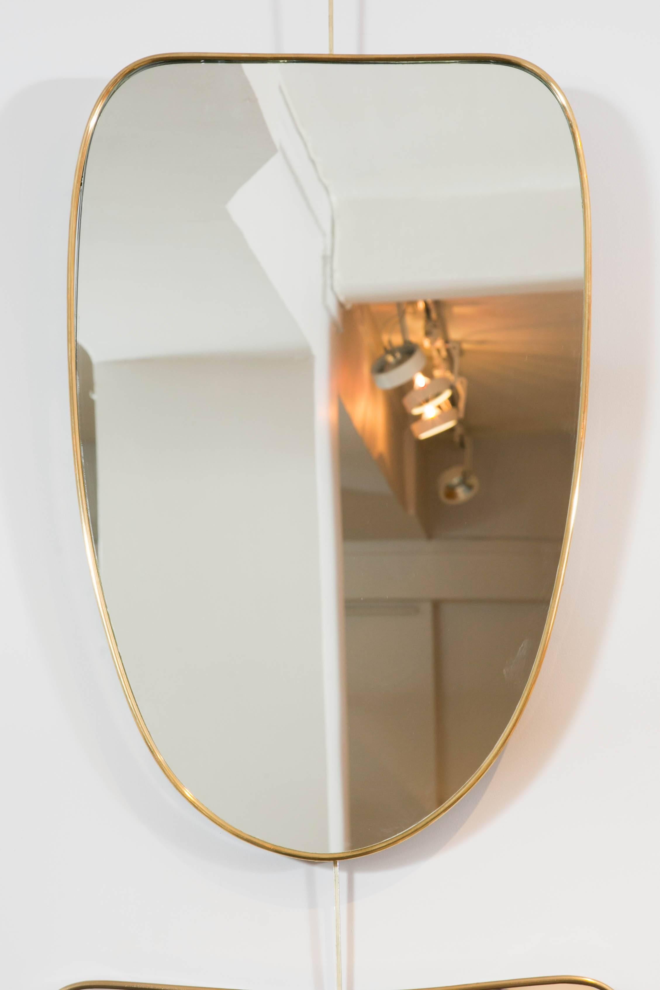Collection of Five Brass Framed Wall Mirrors, in the Style of Gio Ponti In Excellent Condition In Paris, Ile-de-France