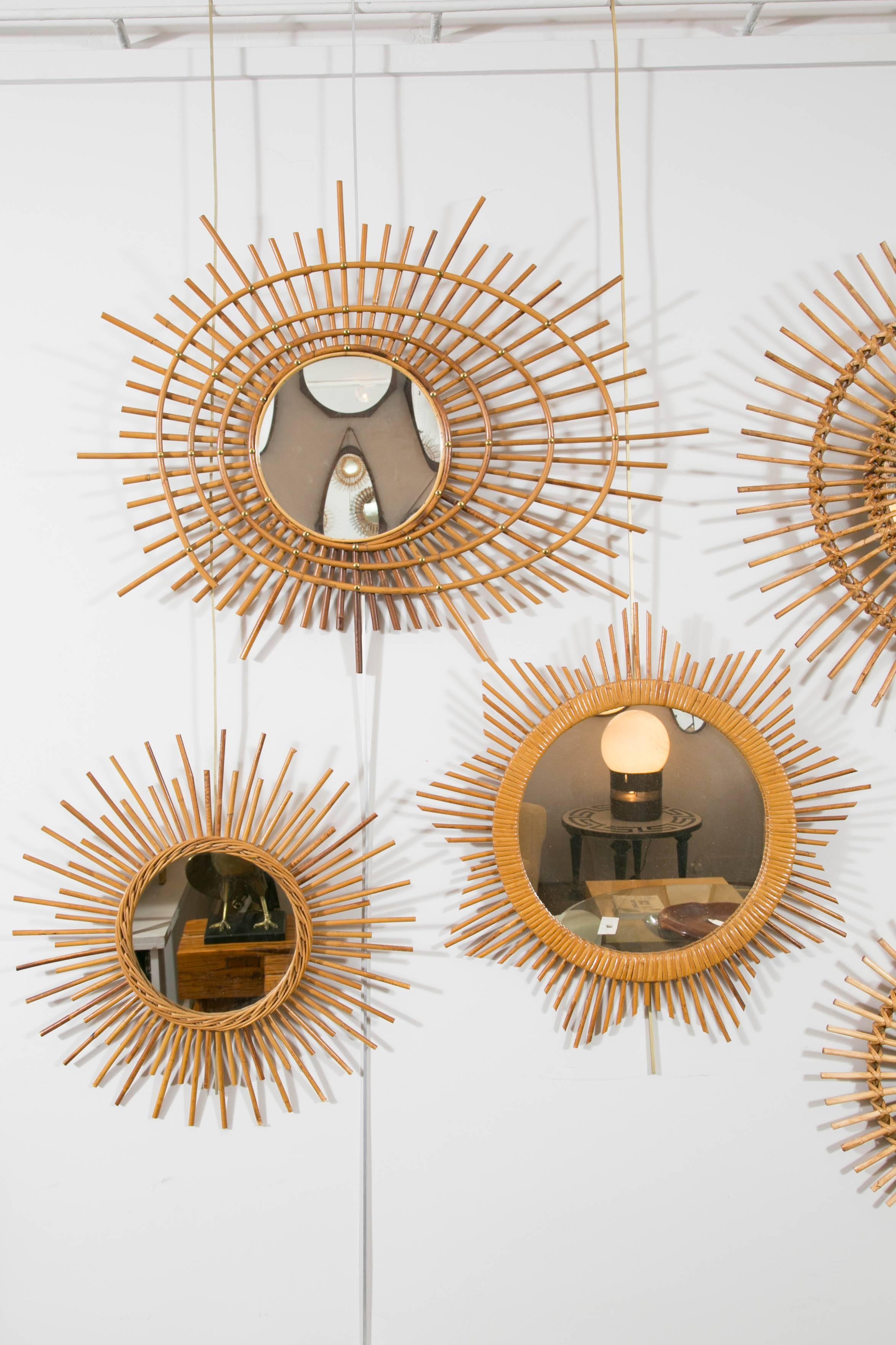 rattan sunburst mirror