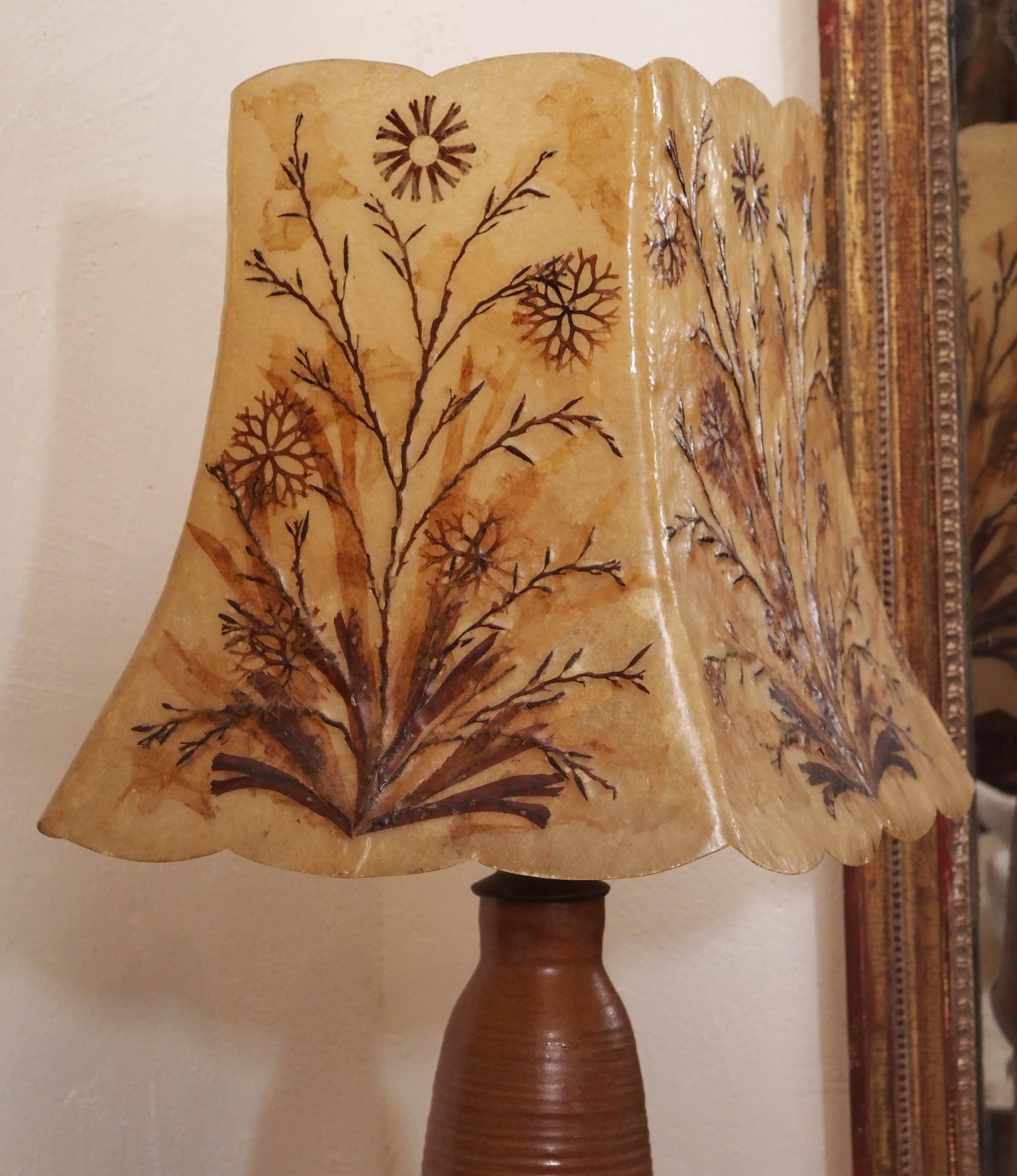 Mid-20th Century 20th Century French Handcrafted Potter Lamp with Custom Parchment Shade For Sale