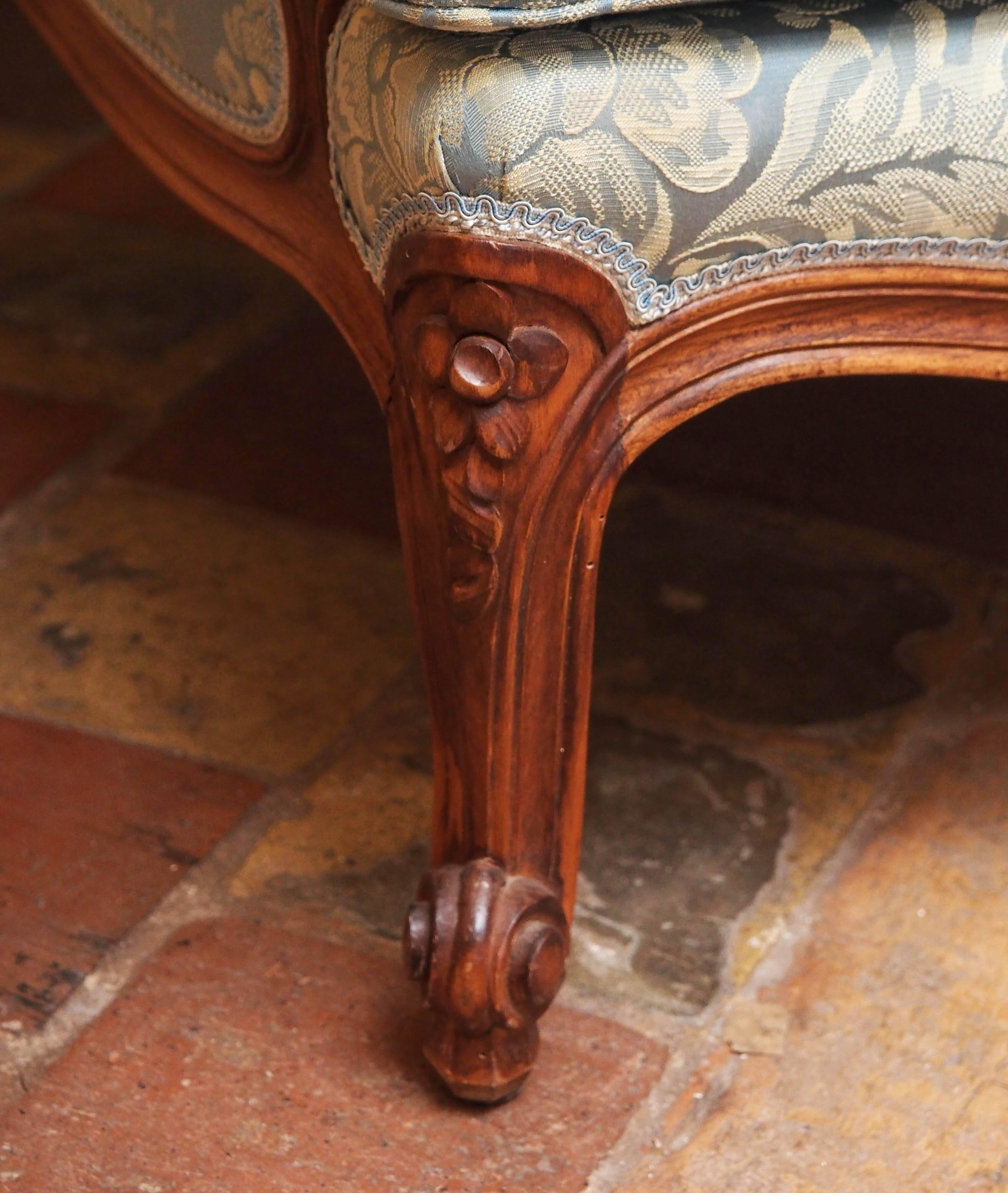 Mid-19th Century Pair of 19th Century French Louis XV Style Bergere Chairs