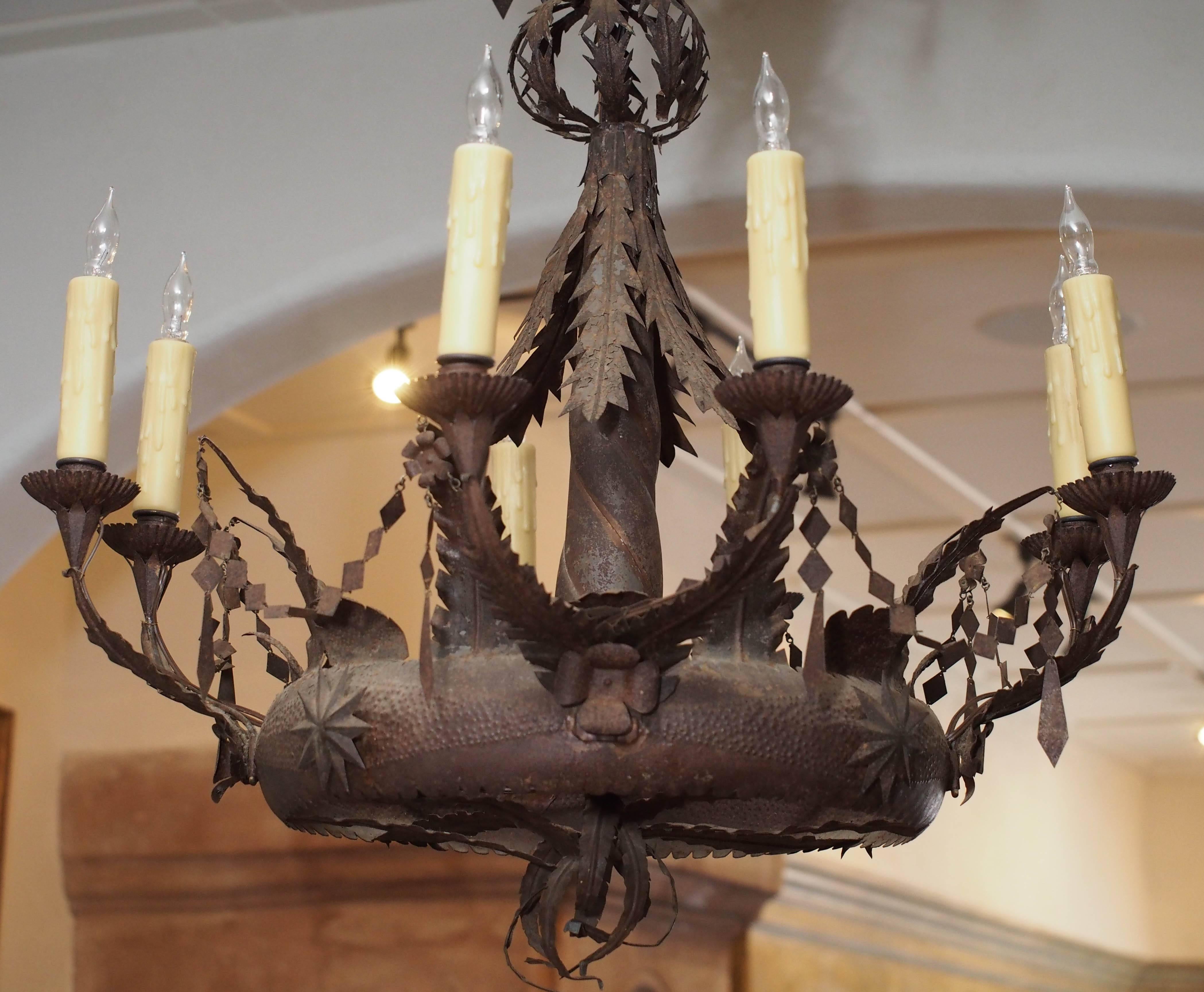 Early 19th Century Spanish Iron Chandelier In Good Condition In New Orleans, LA