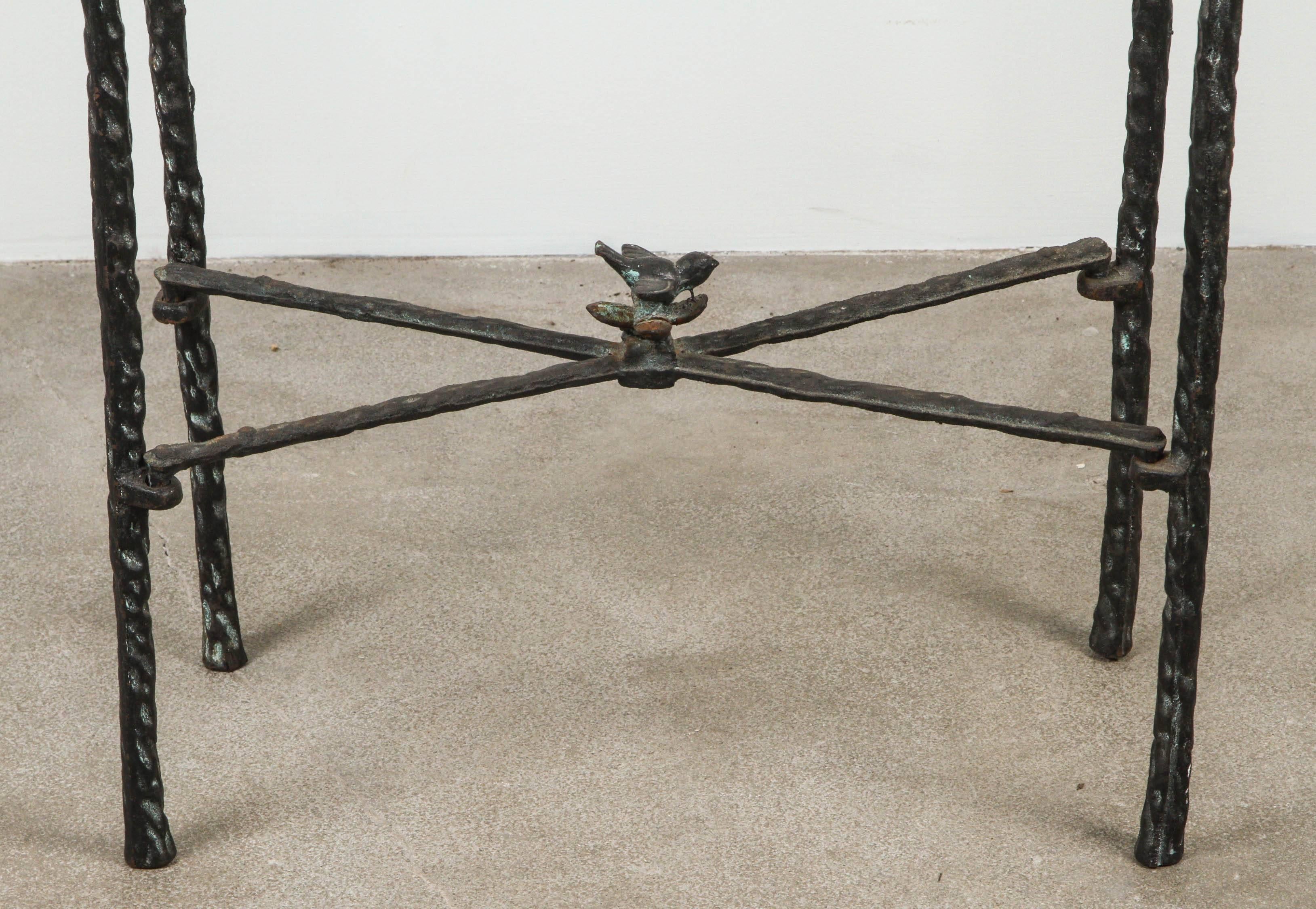 Unknown Giacometti Style Wrought Iron and Glass Console