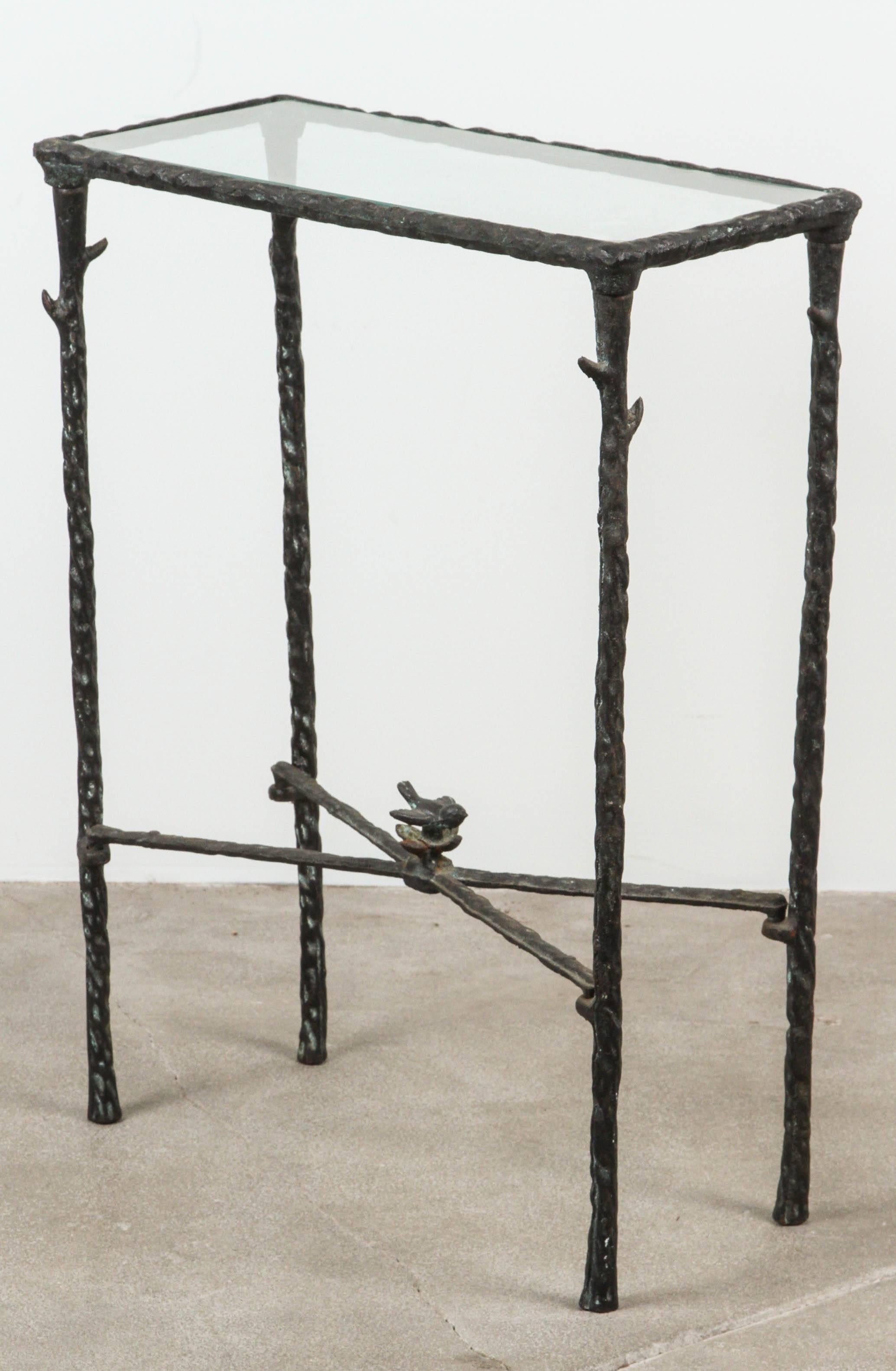 Giacometti Style Wrought Iron and Glass Console 1