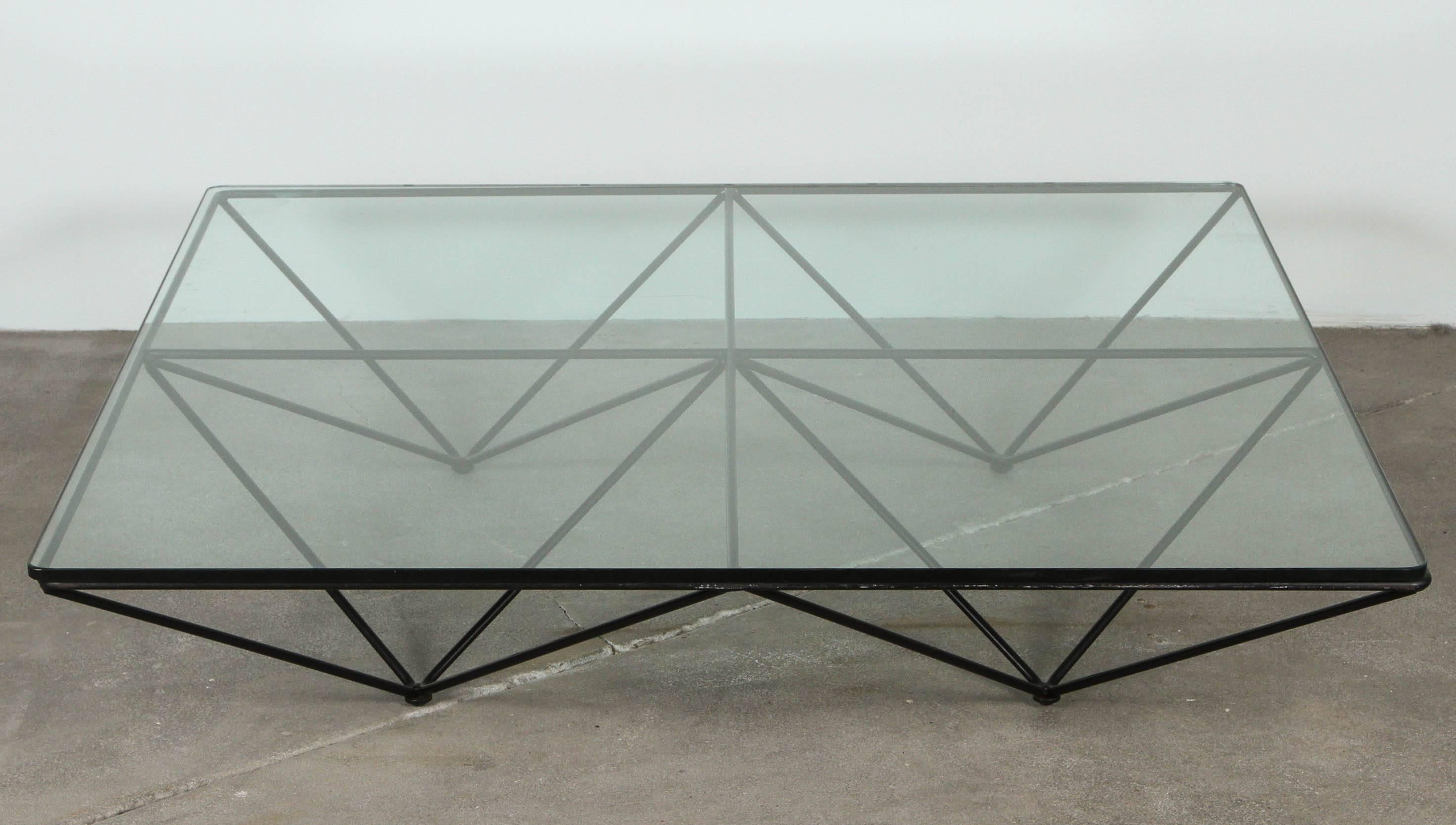 Italian metal and glass coffee table by Paolo Piva for B&B, Italia.