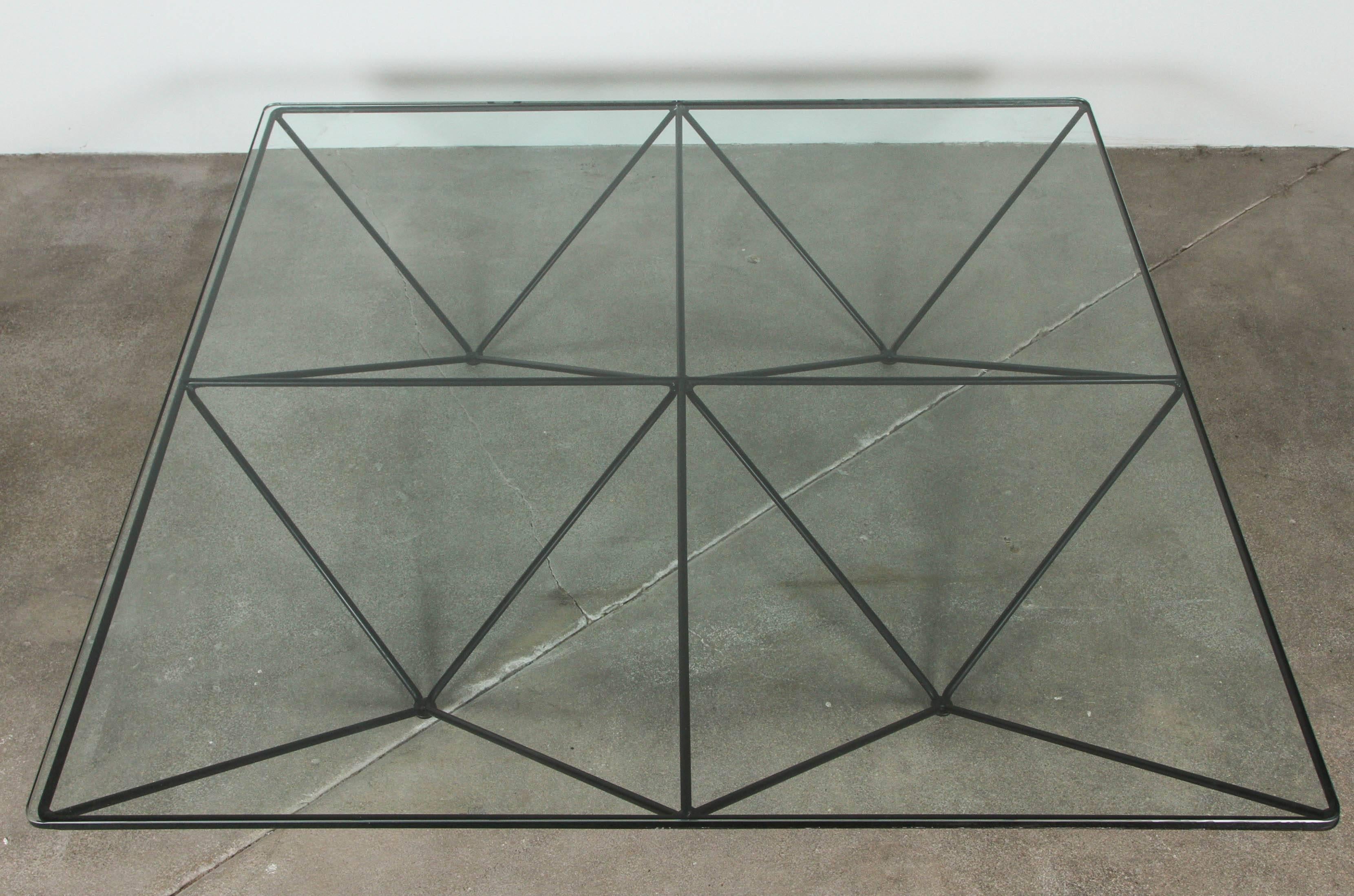 Mid-Century Modern Italian Metal and Glass Coffee Table by Paolo Piva for B&B, Italia