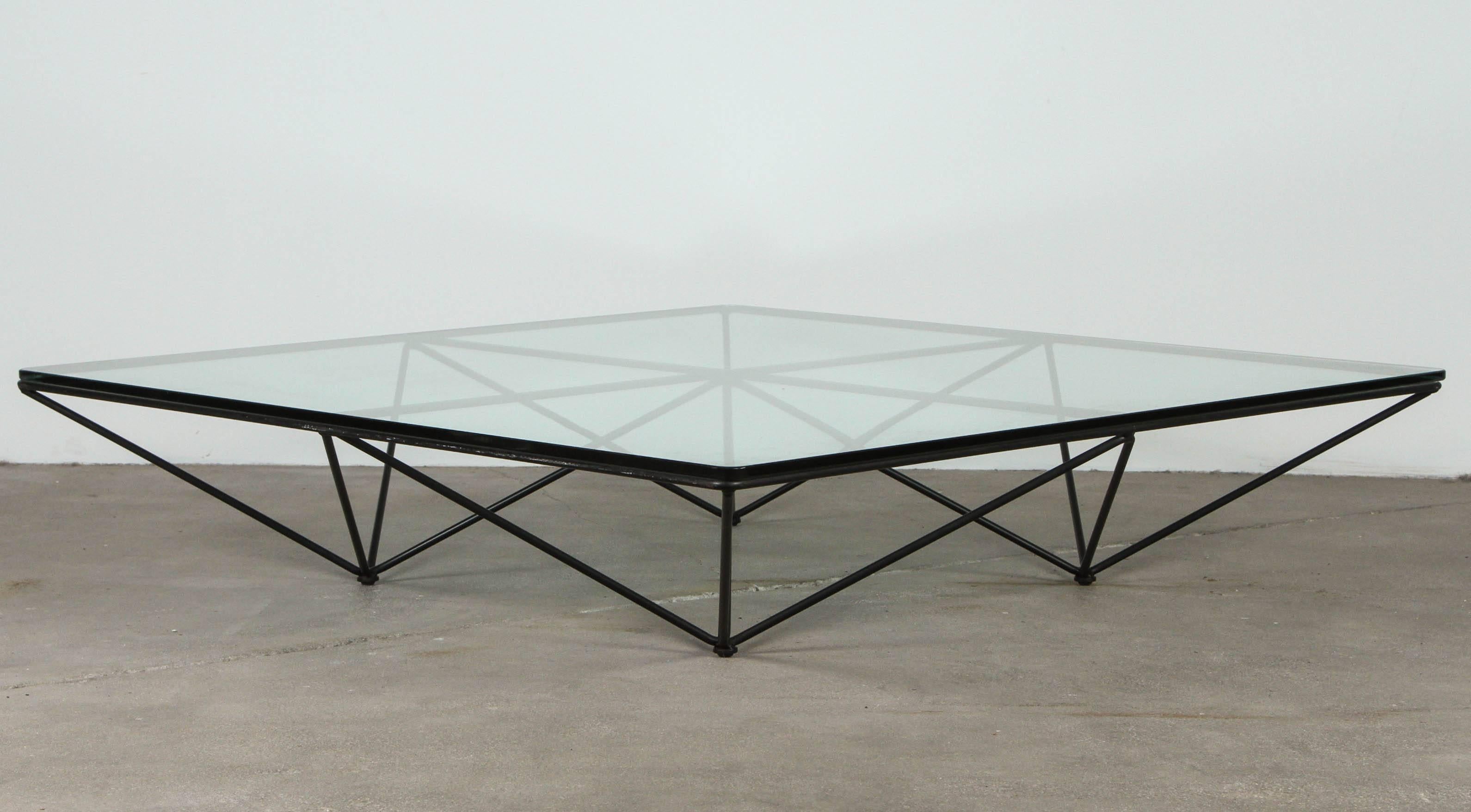 Italian Metal and Glass Coffee Table by Paolo Piva for B&B, Italia In Distressed Condition In Los Angeles, CA