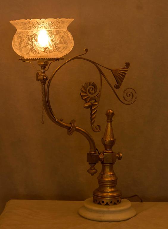 Aesthetic Victorian Converted Gas Newell Post Lamp at 1stDibs