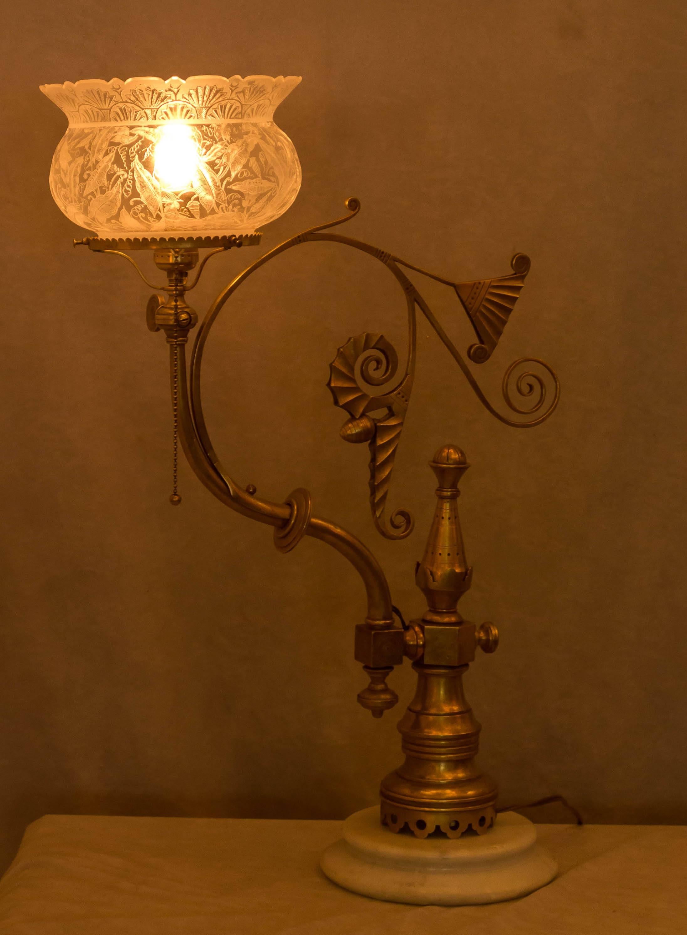 Aesthetic Movement Aesthetic Victorian Converted Gas Newell Post Lamp