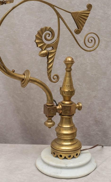 Aesthetic Victorian Converted Gas Newell Post Lamp at 1stdibs