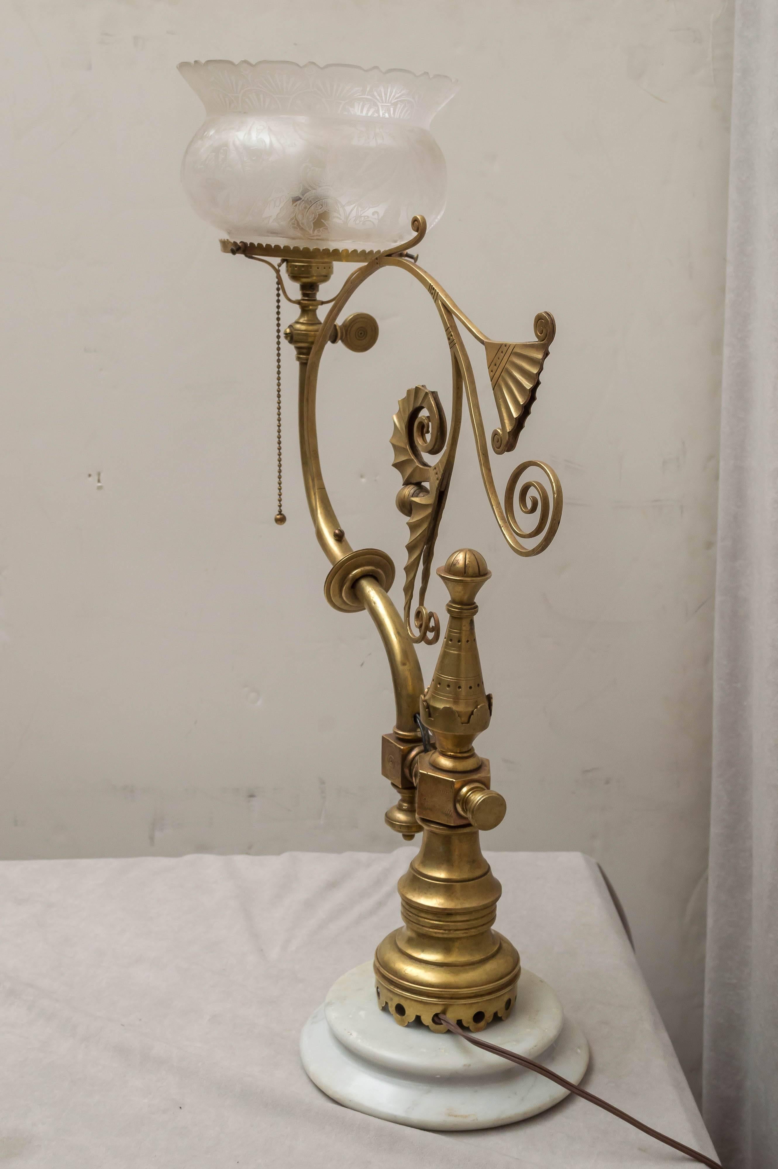 Aesthetic Victorian Converted Gas Newell Post Lamp 1