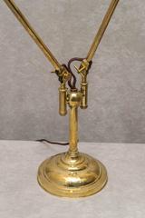 Rare Early Machine Age Double Arm Brass Lamp, Faries Company, circa 1900