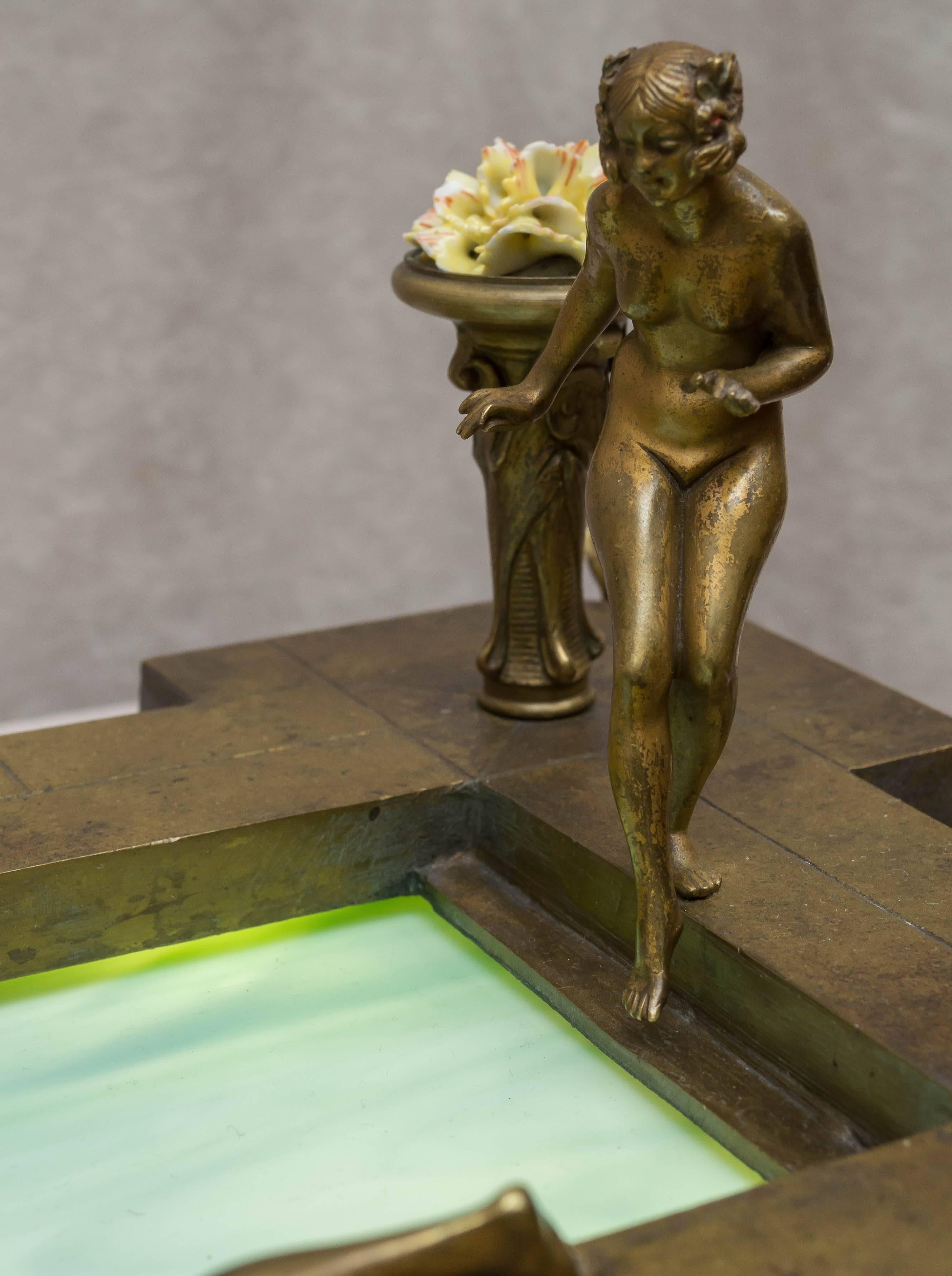 Gilt Vienna Bronze Group, Four Nudes Surrounding Illuminated Swimming Pool