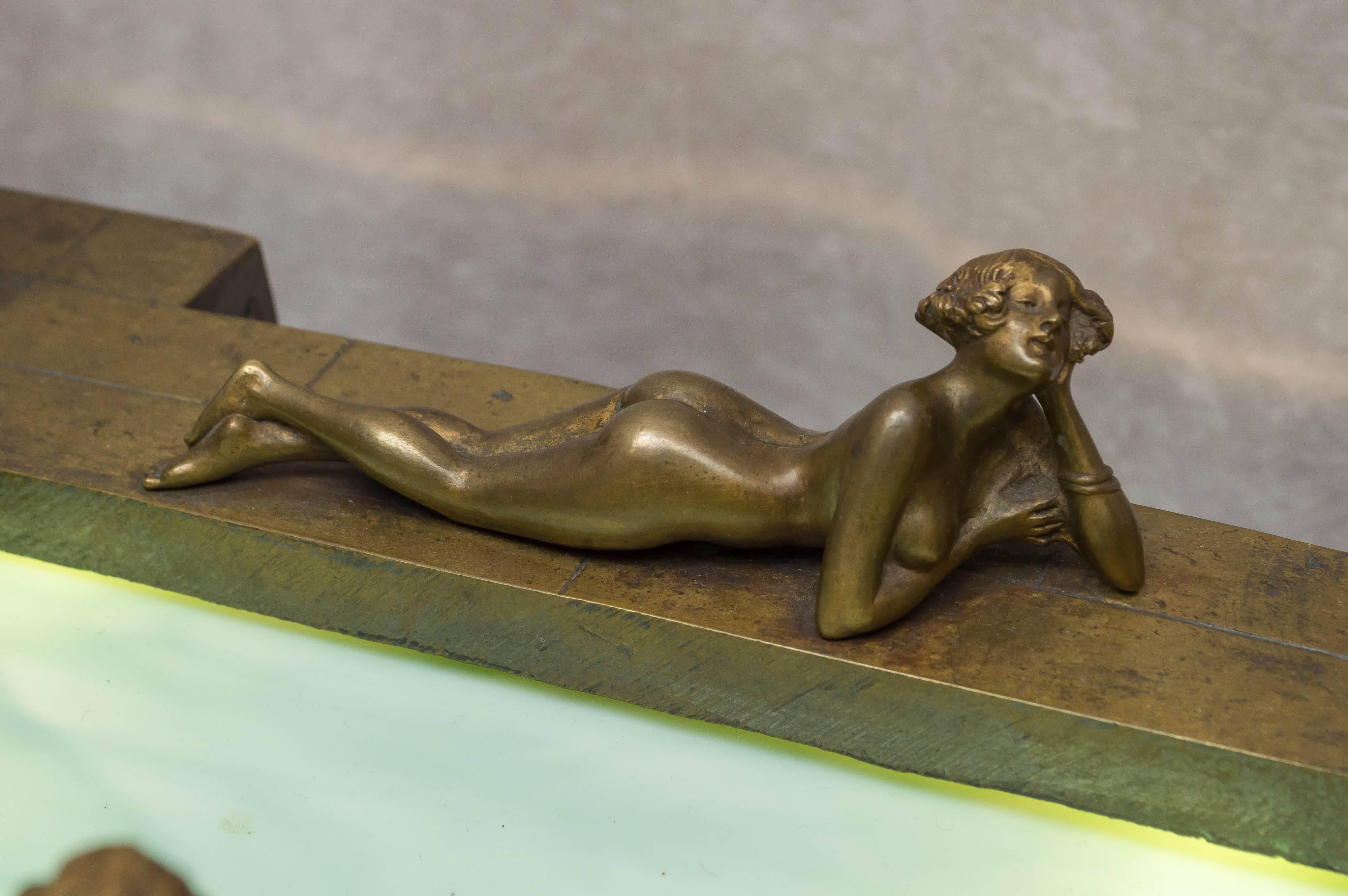 Early 20th Century Vienna Bronze Group, Four Nudes Surrounding Illuminated Swimming Pool