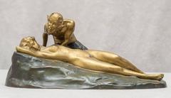 German Bronze Group, Satyr and Sleeping Nude
