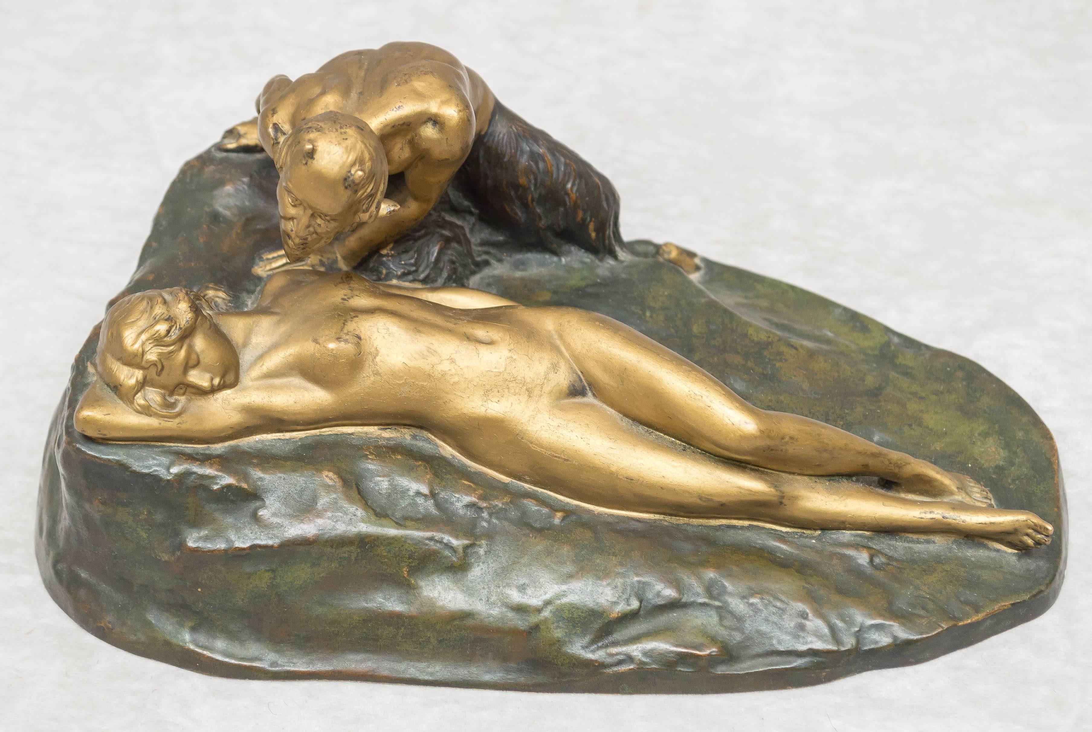 German Bronze Group, Satyr and Sleeping Nude 1