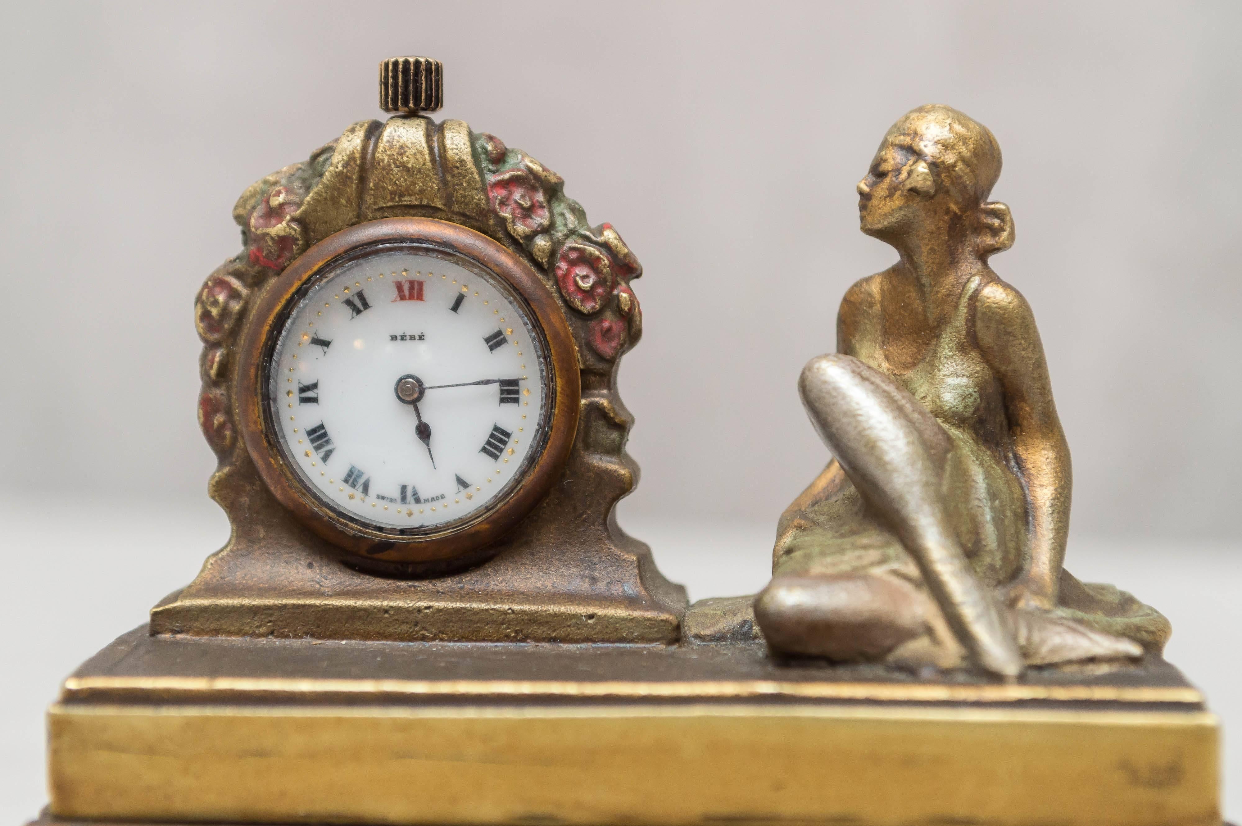 Austrian Erotic Hidden Bronze with Clock ca. 1920s