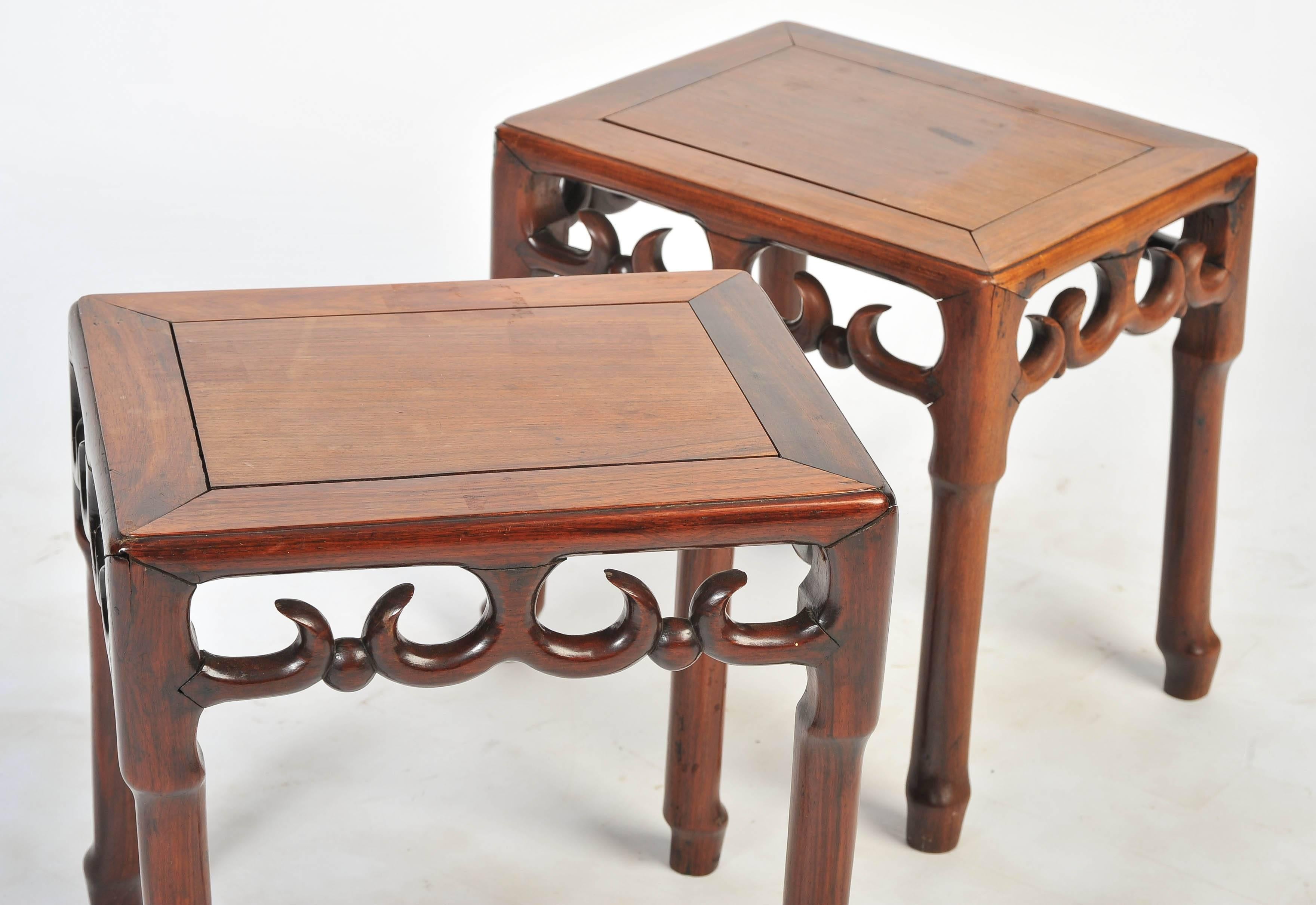 Pair of 19th Century Chinese Hardwood Side Tables In Good Condition For Sale In Brighton, Sussex