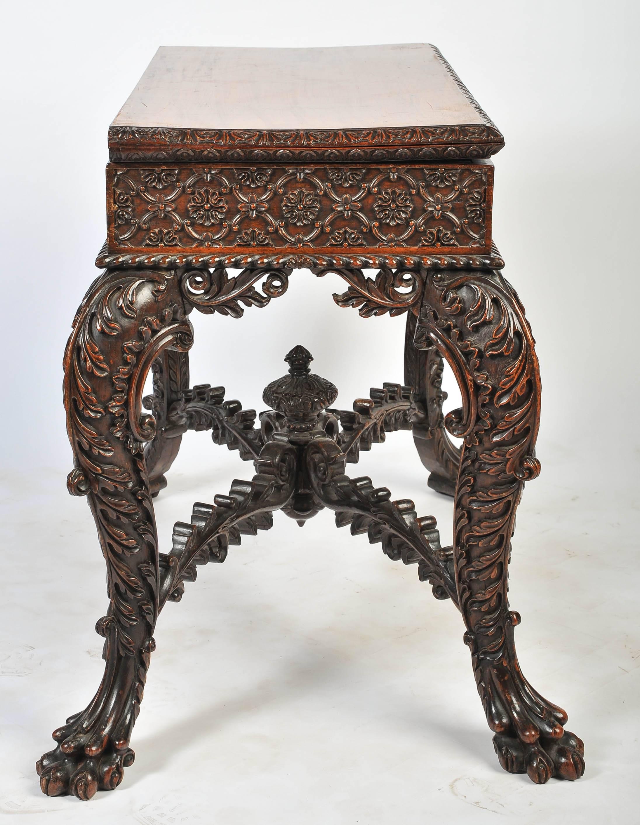 Carved Pair of Anglo-Indian Card Tables, 19th Century