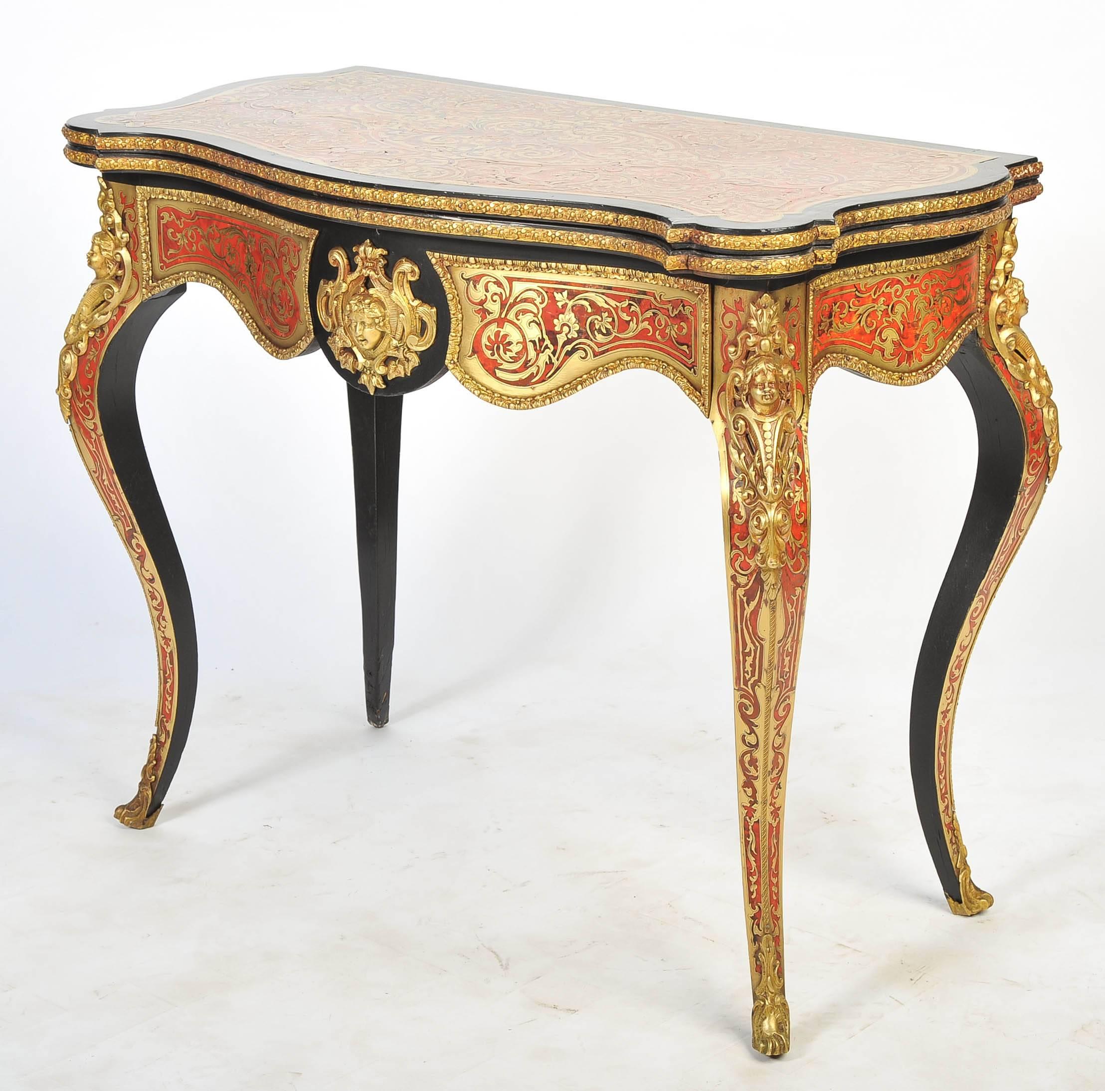 A good quality French 19th century tortoiseshell and brass inlaid card table.