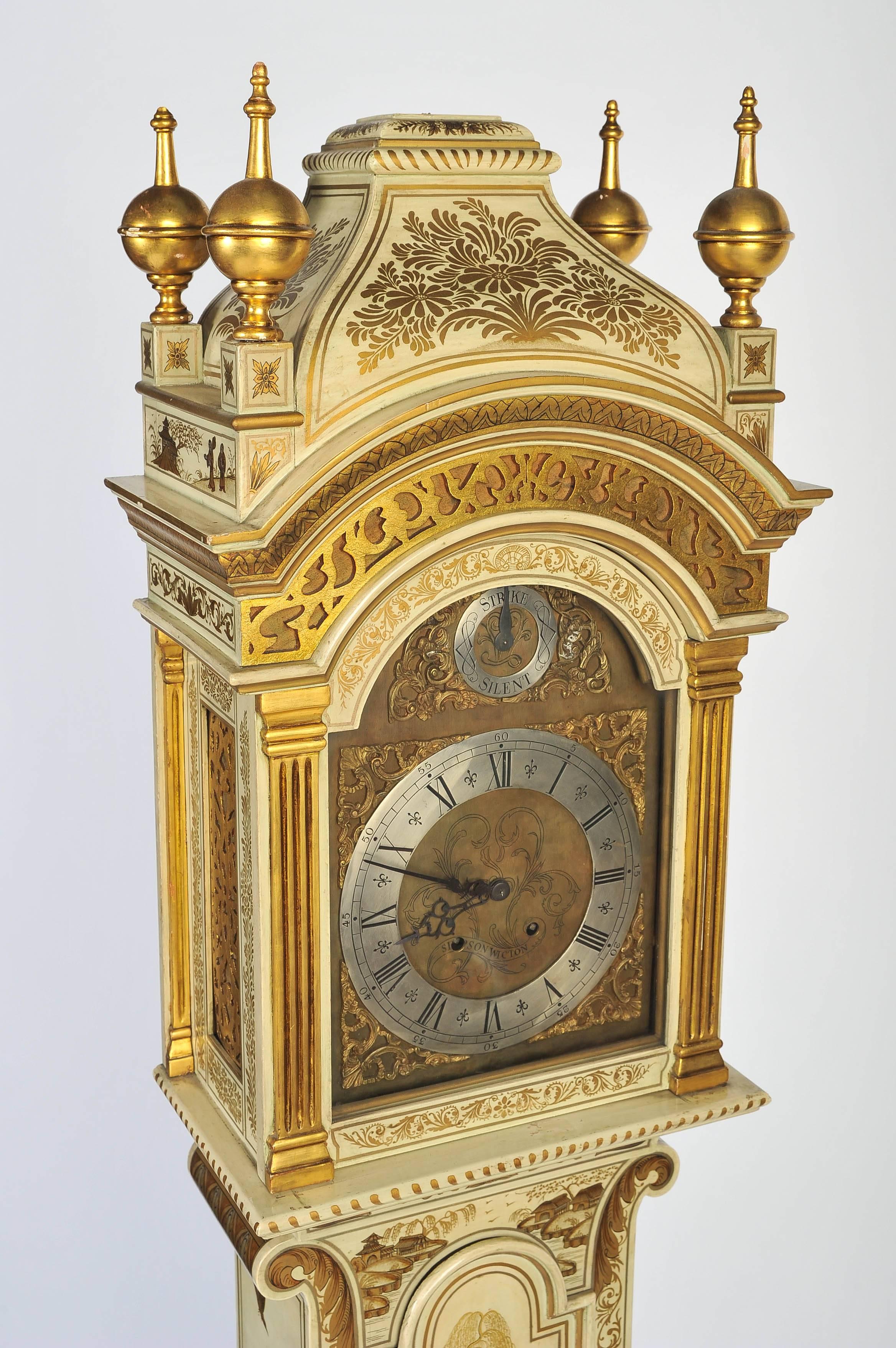Hand-Painted Chinoiserie Longcase Clock
