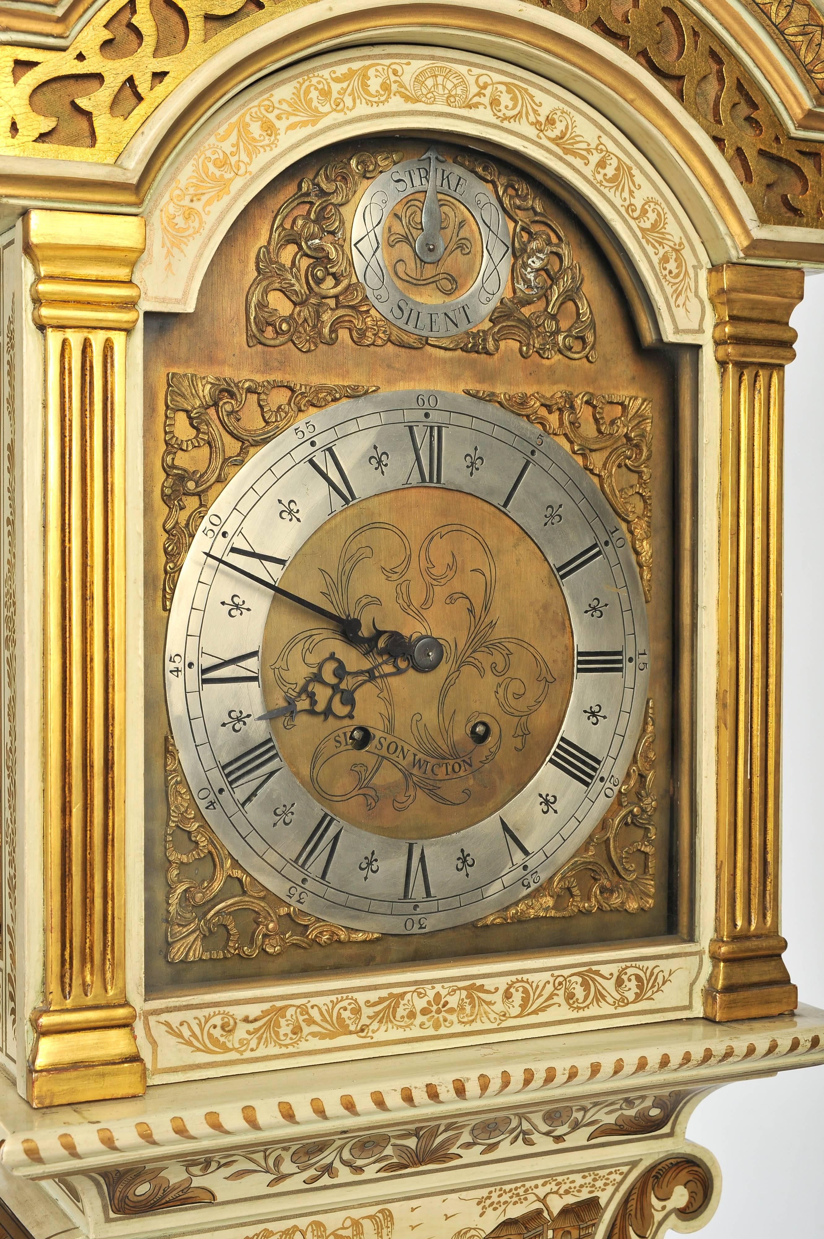 Lacquer Chinoiserie Longcase Clock
