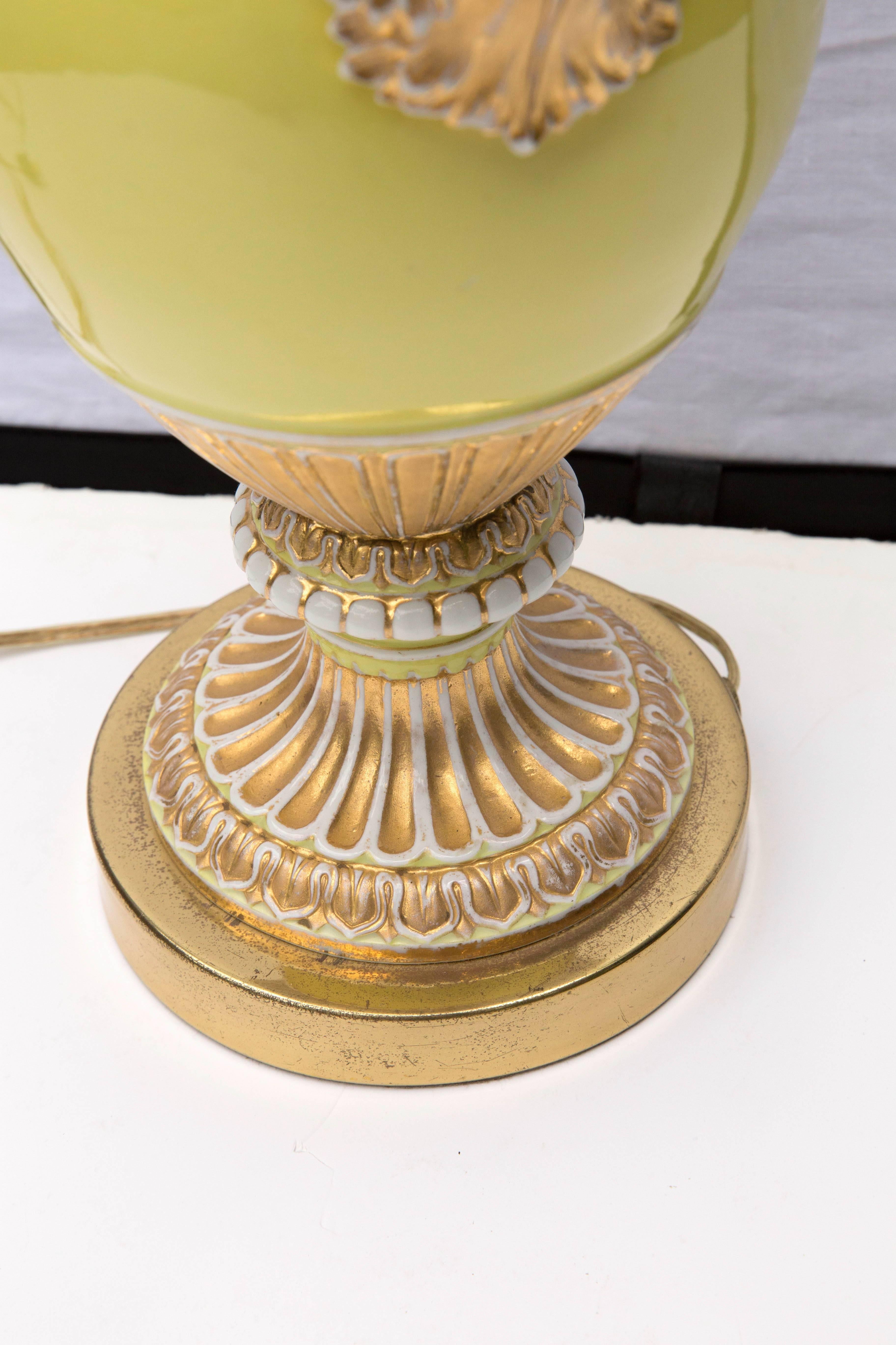 German Meissen Porcelain Double Snake Handled Vase Table Lamp