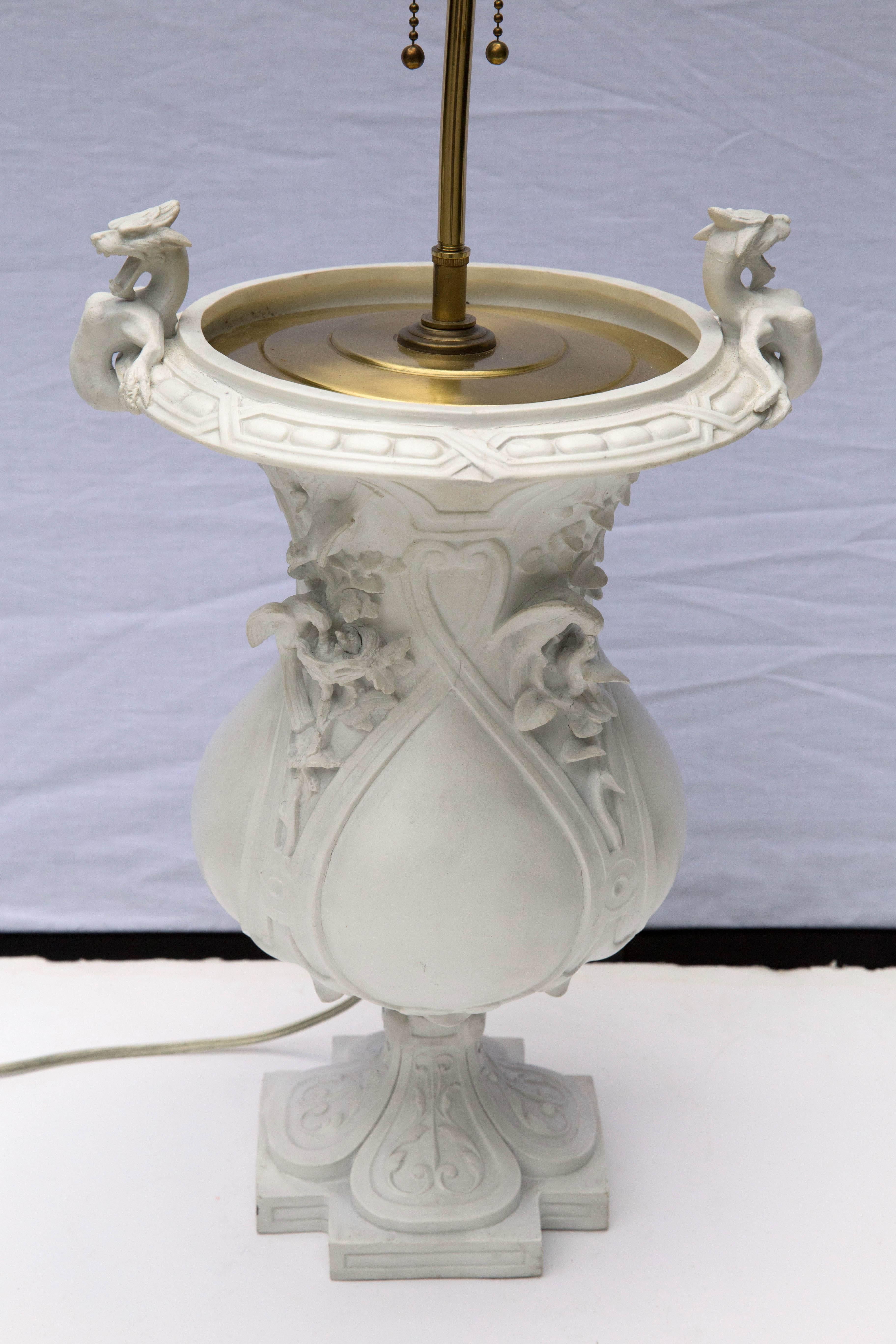 Neoclassical Mid-19th Century French Porcelain Urn as a Table Lamp For Sale