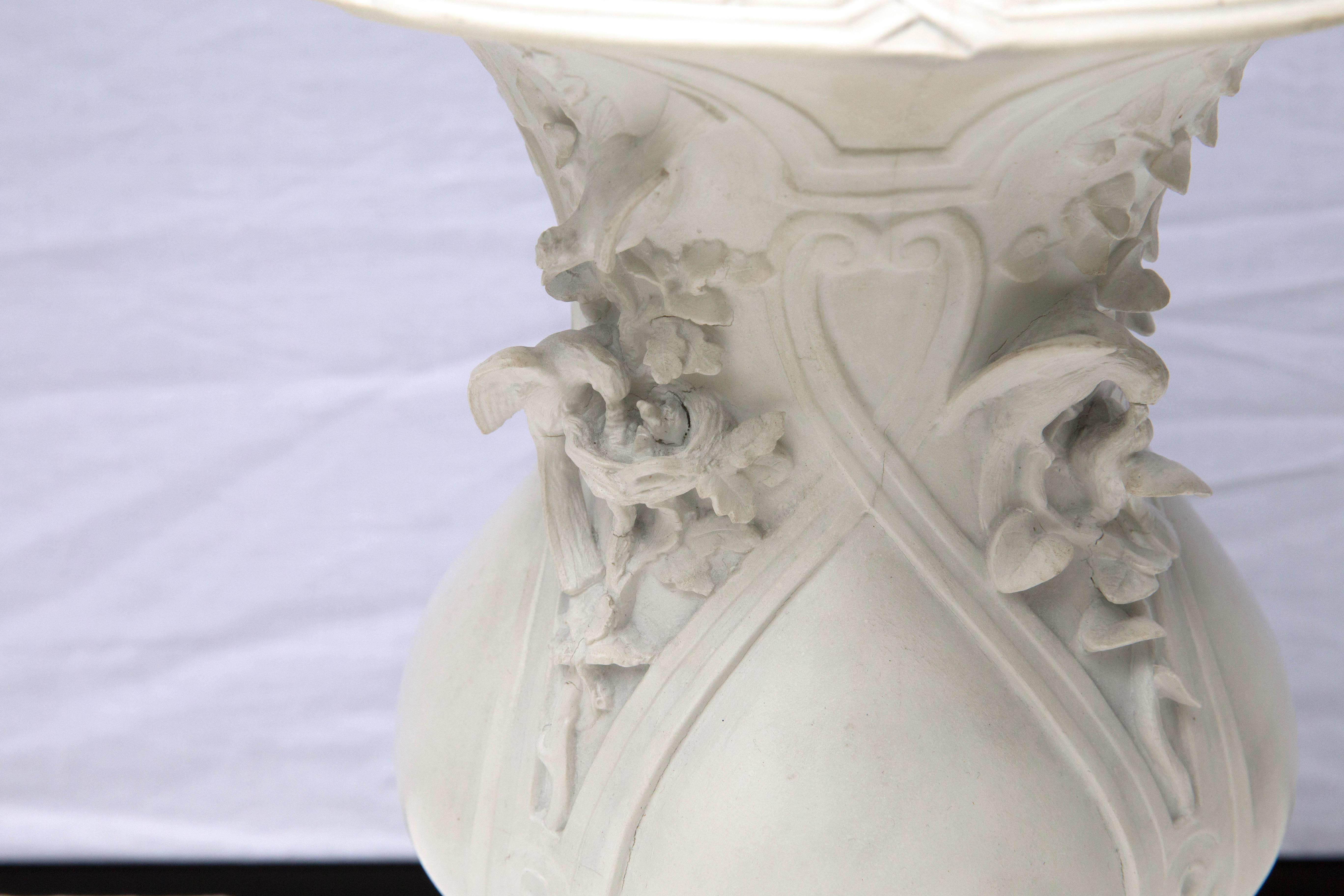 Mid-19th Century French Porcelain Urn as a Table Lamp In Good Condition For Sale In Mt Kisco, NY