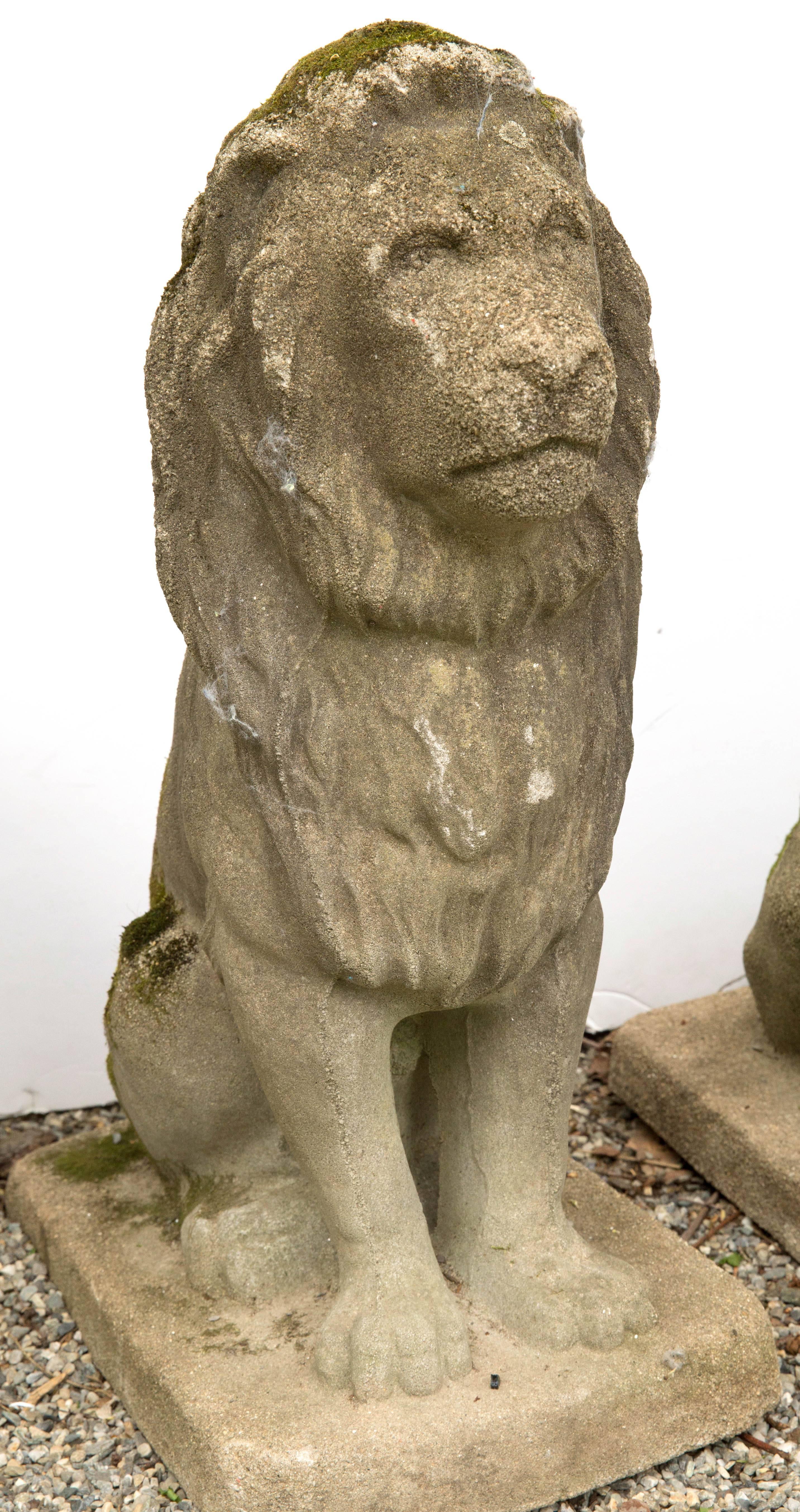 vintage concrete lion statues