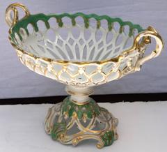 Old Paris Porcelain Reticulated Basket Compote