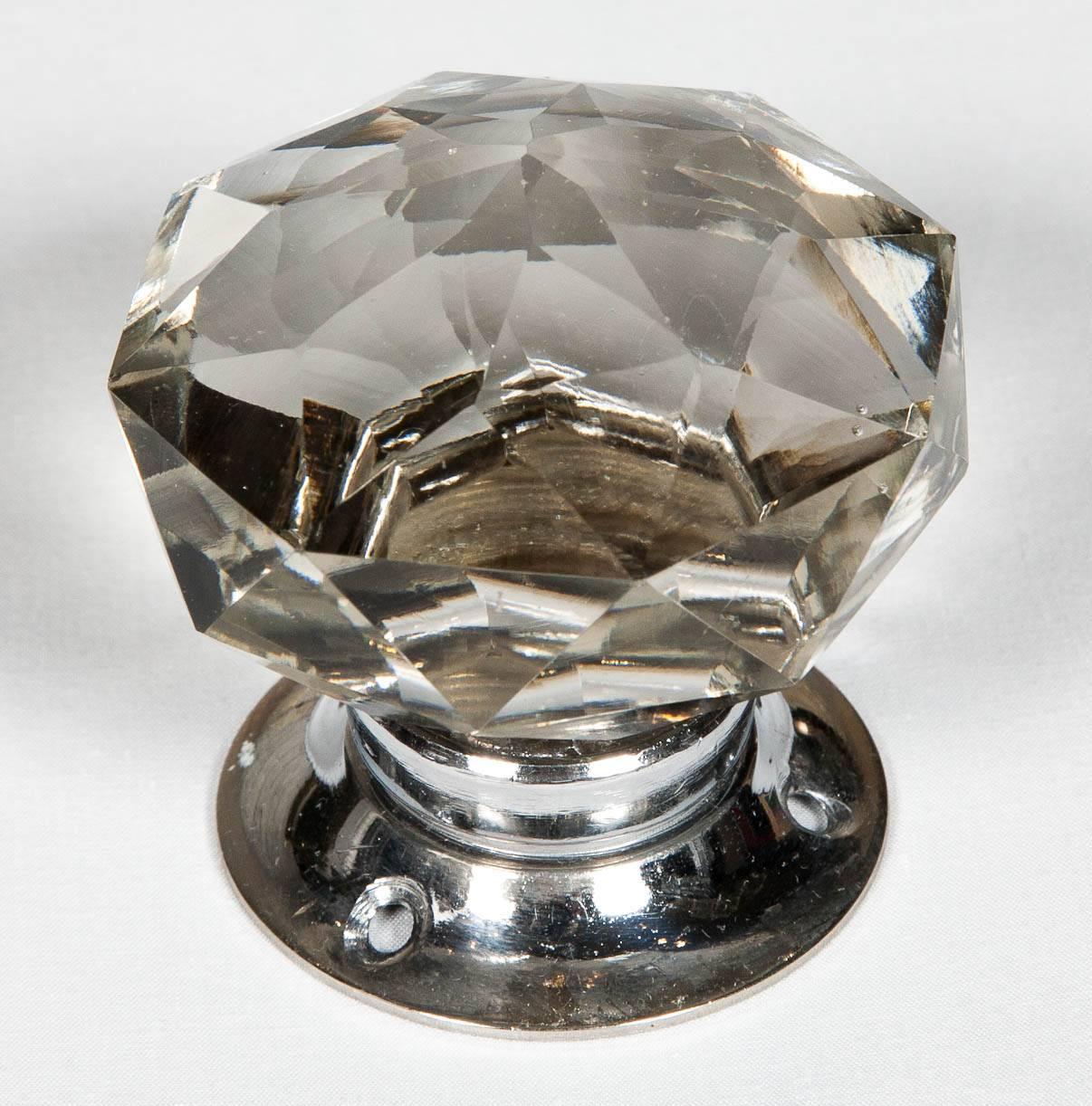 Set of 20 Pairs of Faceted Glass Door Knobs In Excellent Condition For Sale In London, GB