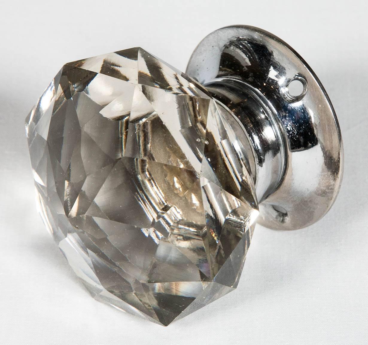 20th Century Set of 20 Pairs of Faceted Glass Door Knobs For Sale