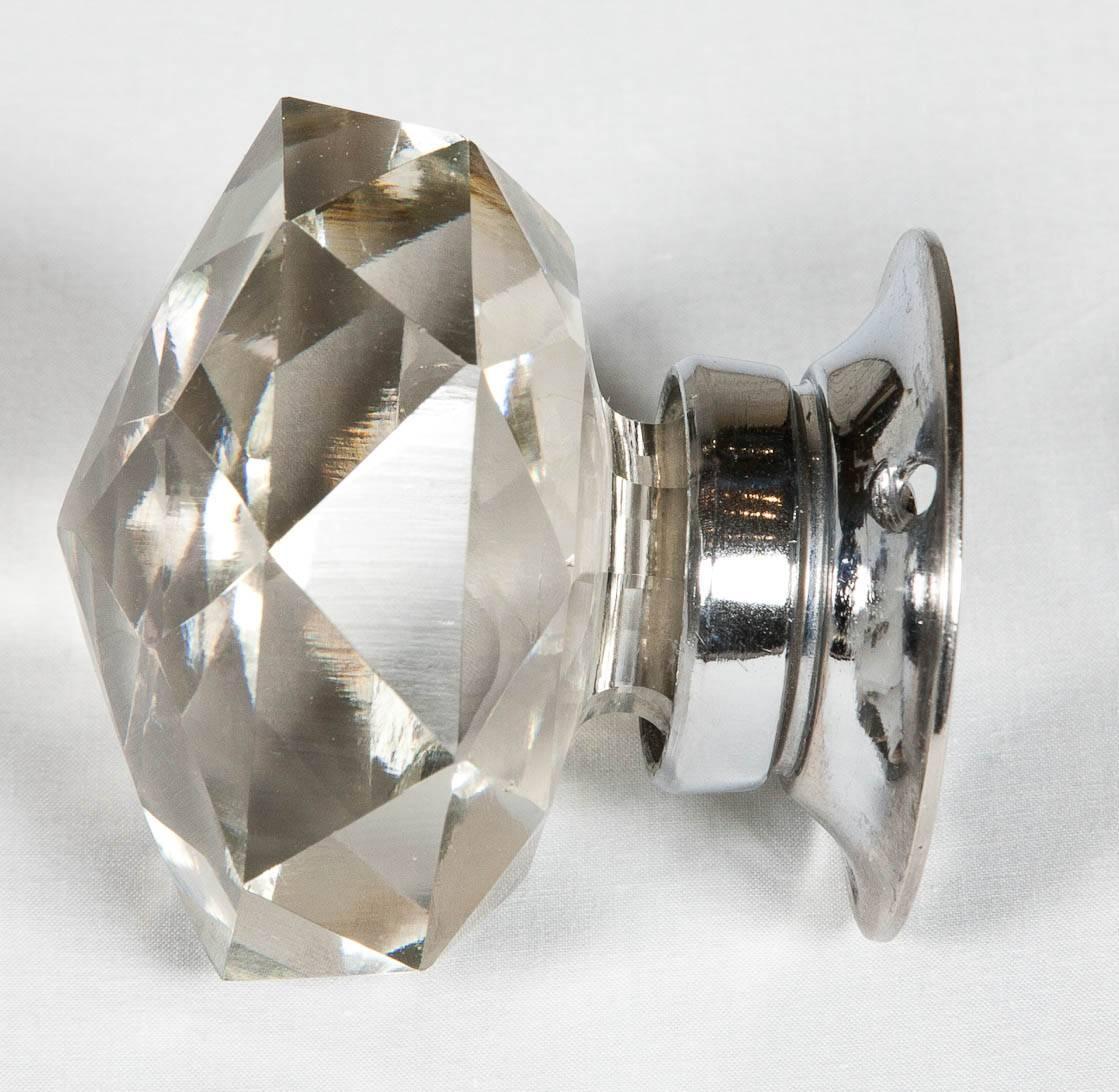 Set of 20 Pairs of Faceted Glass Door Knobs For Sale 1