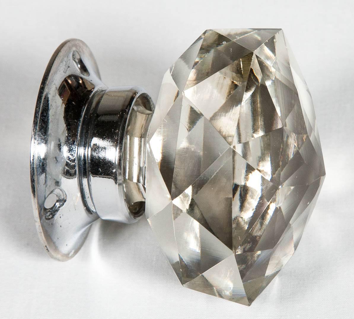 Set of 20 Pairs of Faceted Glass Door Knobs For Sale 3