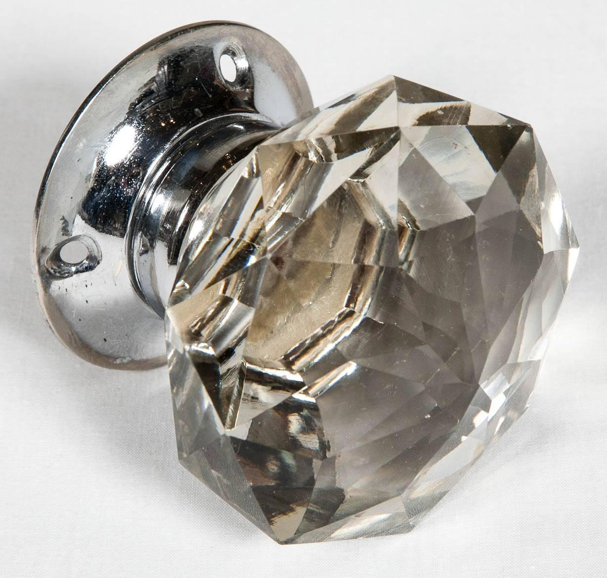 Set of 20 Pairs of Faceted Glass Door Knobs For Sale 4