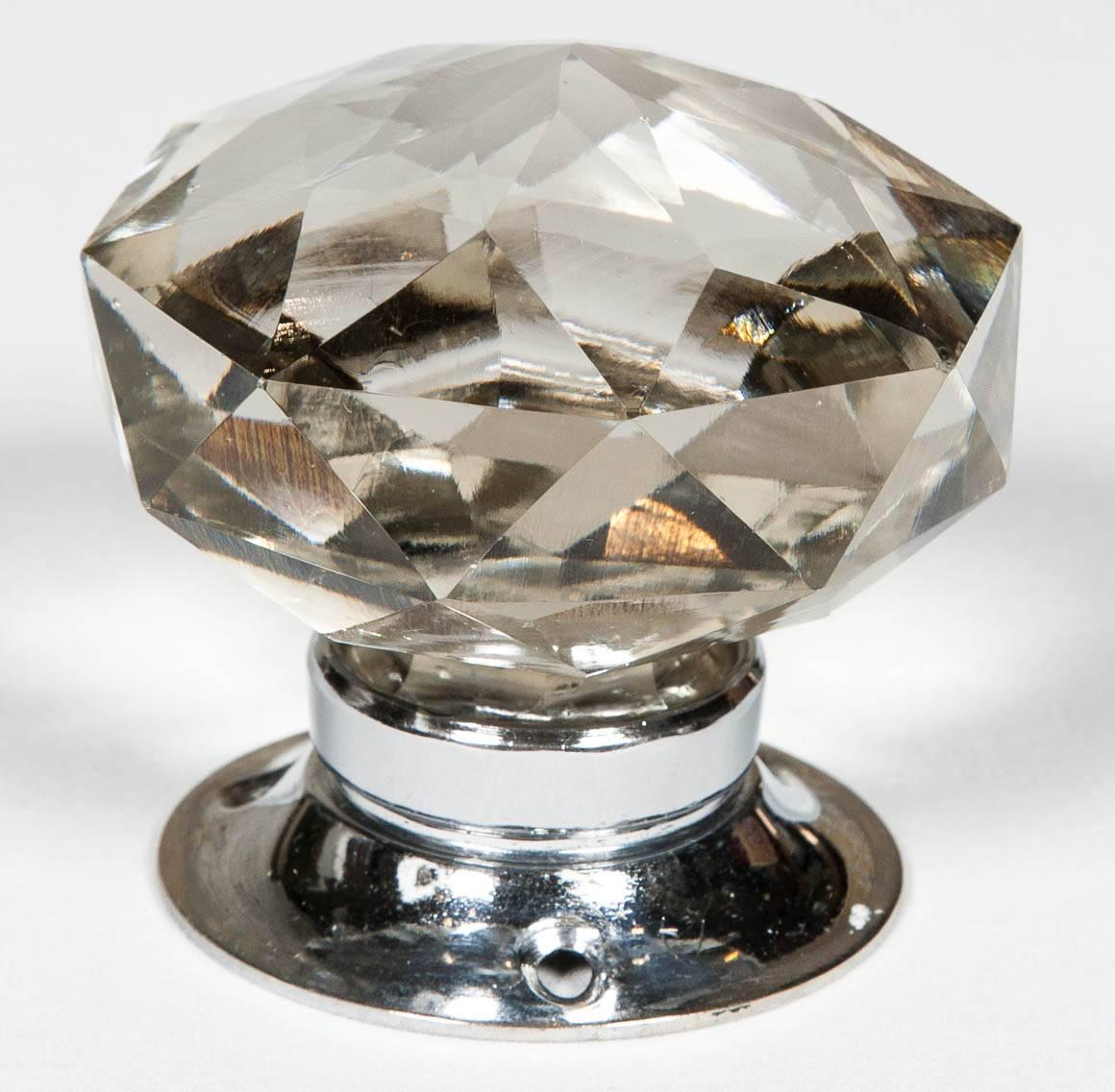 Set of 20 Pairs of Faceted Glass Door Knobs For Sale 5