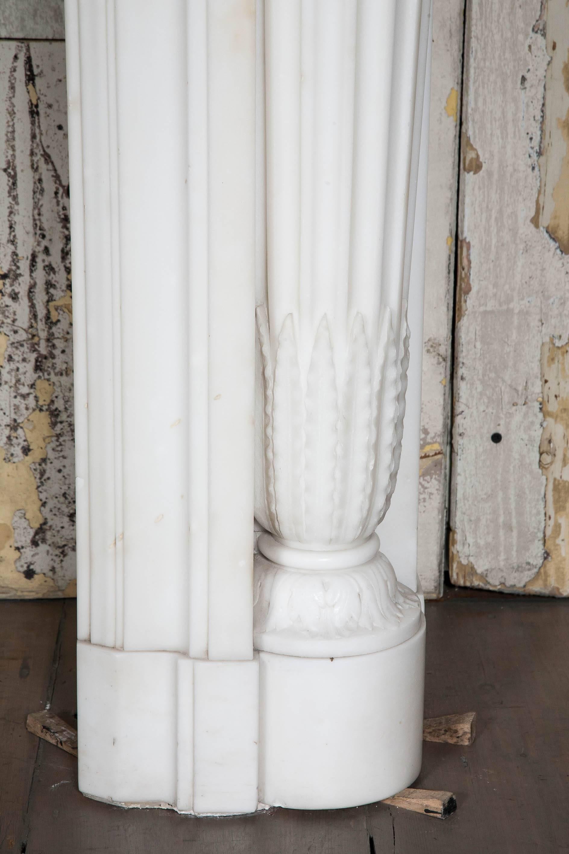 19th Century Pair of Antique Louis XVI Statuary Marble Fireplace Surrounds For Sale