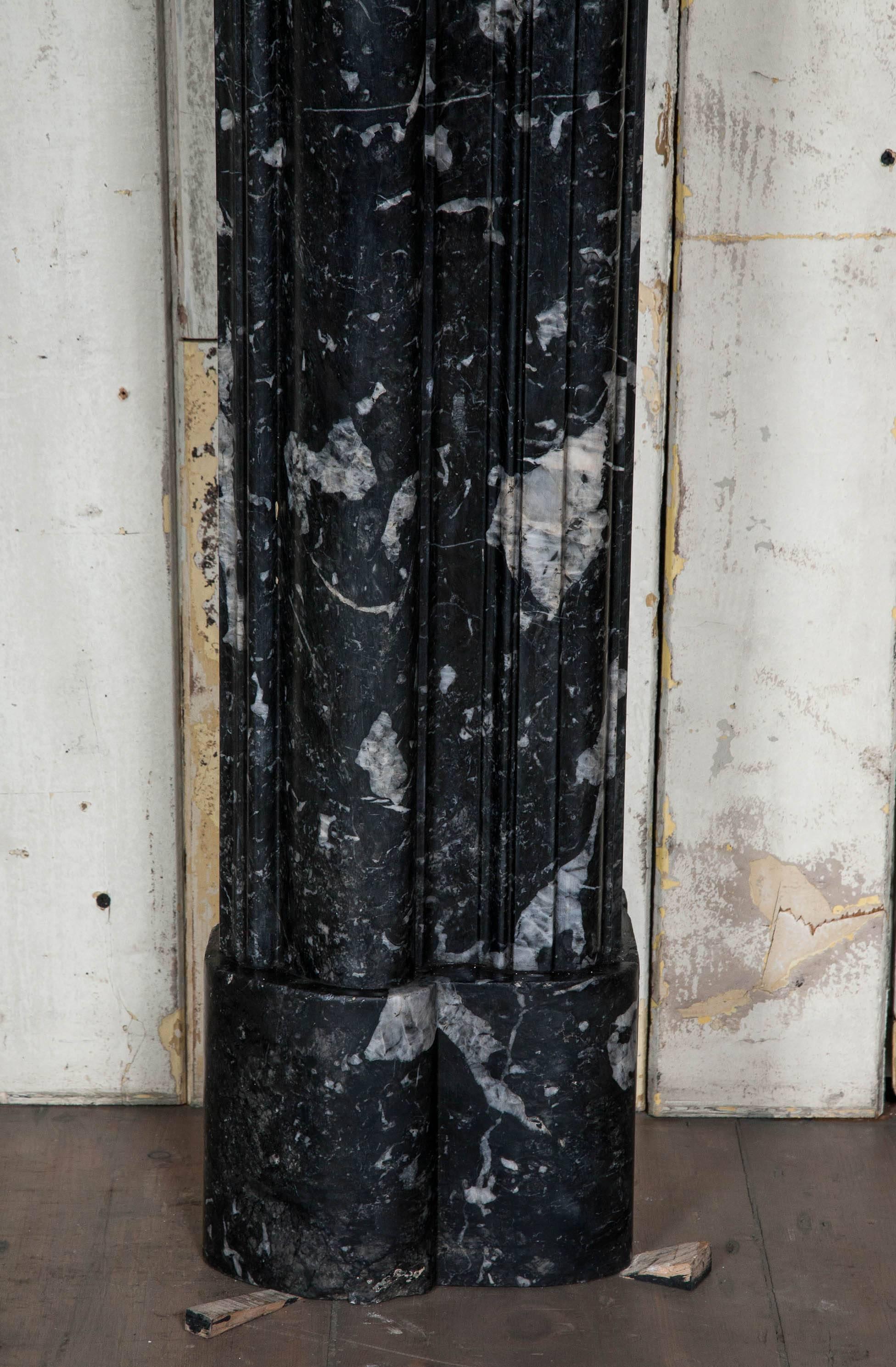 Late Victorian Antique Black Marble Bolection Fire Surround For Sale